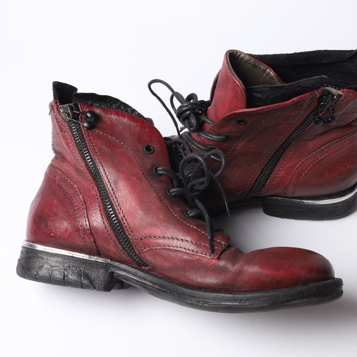 A.S.98 A.S.98 Leather Ankle Boots Western Zip Avantgarde Red Shoes Size US 8 / IT 38 - 9 Thumbnail