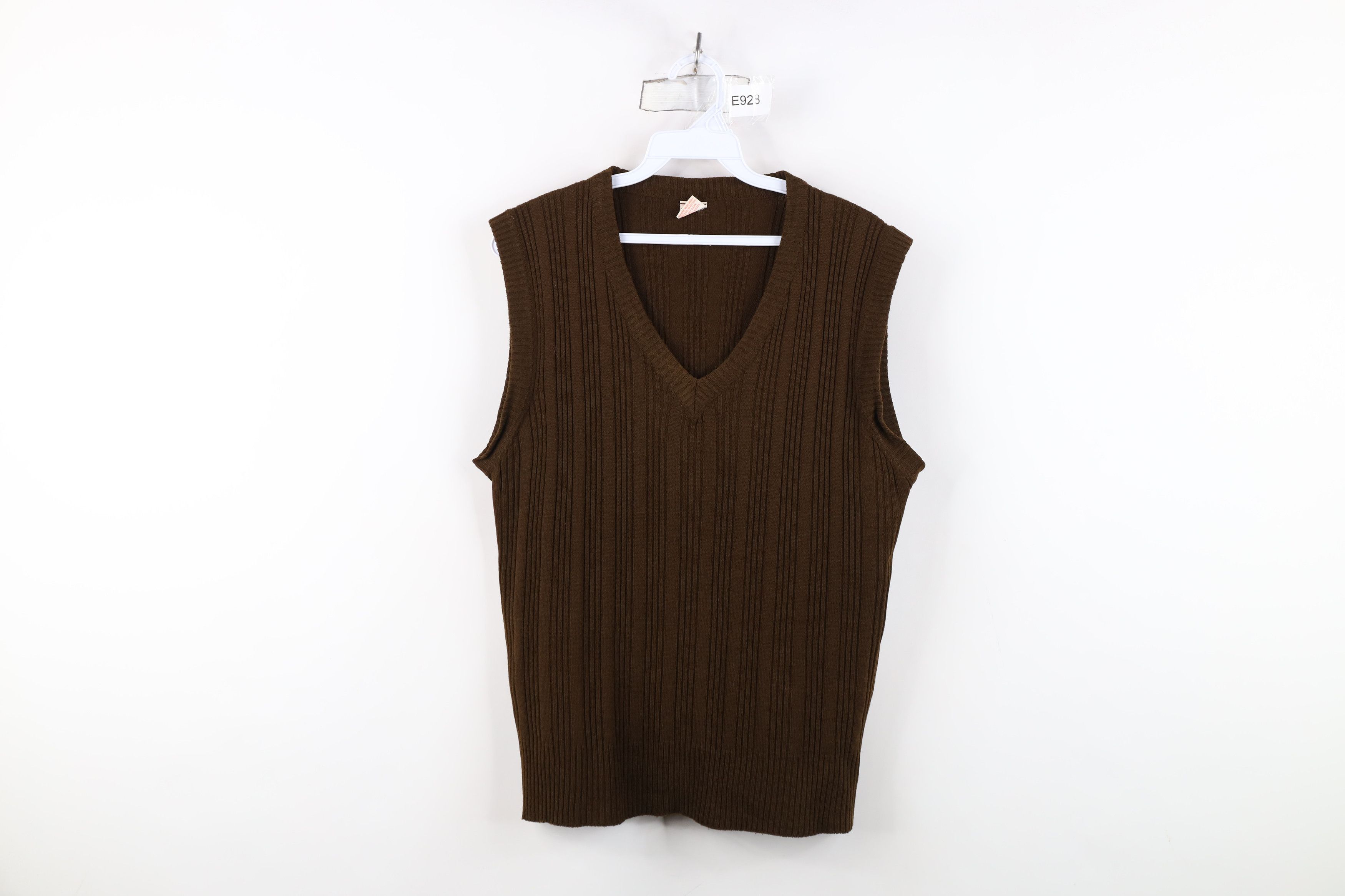 Vintage Vintage 70s Streetwear Chunky Ribbed Knit Sweater Vest Brown Size L / US 10 / IT 46 - 1 Thumbnail