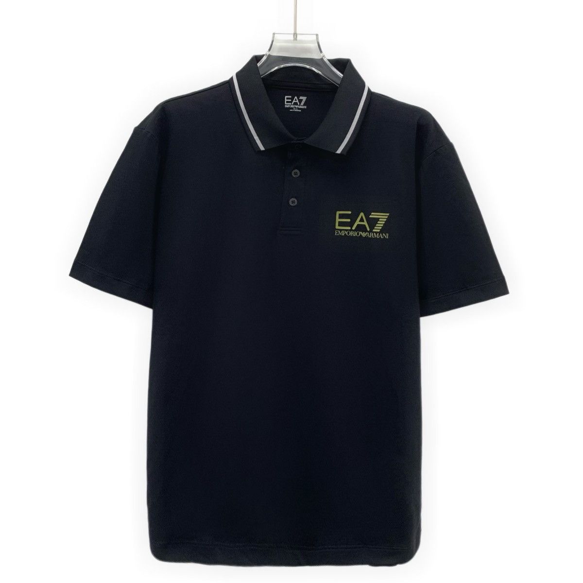 Armani Armani Black Logo Print Cotton Short Sleeve Polo Shirt K26WX Size US XL / EU 56 / 4 - 1 Thumbnail