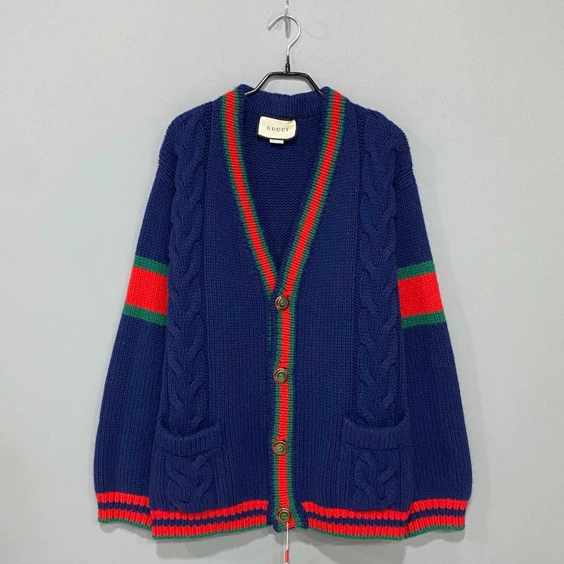 Gucci Gucci Red and green stitched knitted cardigan jacket 2502-N Size US S / EU 44-46 / 1 - 1 Thumbnail