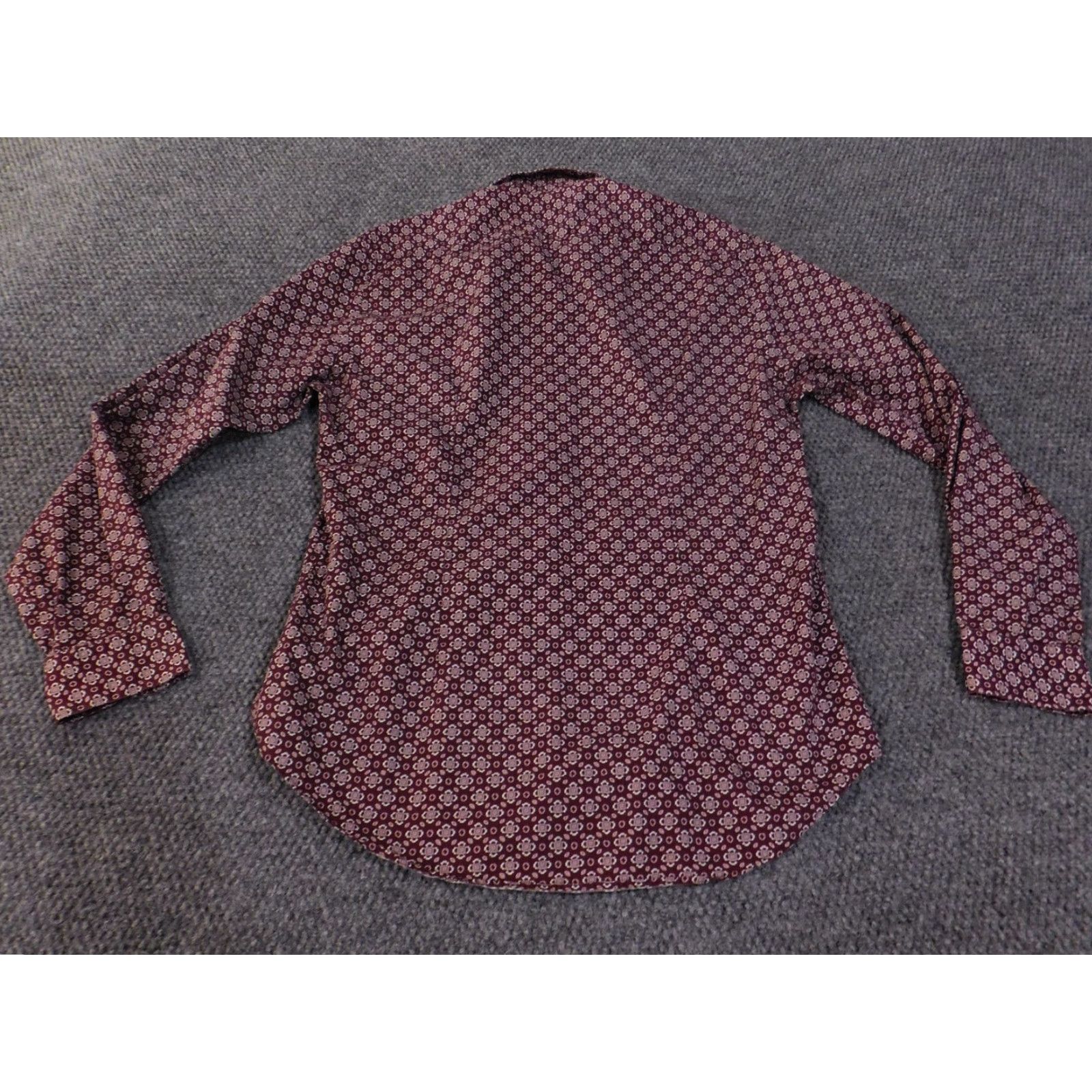 Zara VINTAGE Zara Man Shirt Mens Extra Large Maroon Geometric Slim Fit Button Down Cotton Size US XL / EU 56 / 4 - 7 Thumbnail