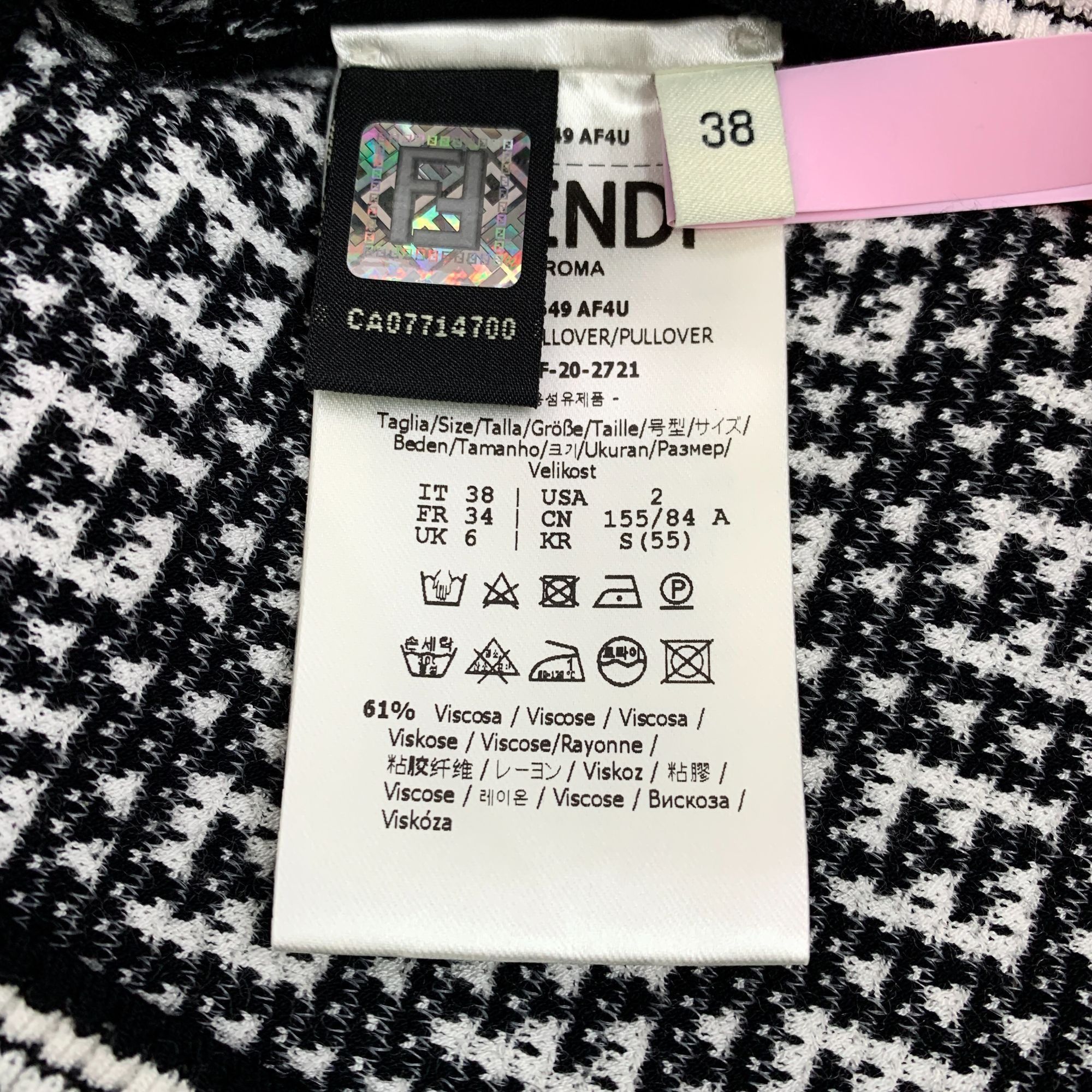 Fendi Fendi Womens Black & White Monogram Knit Short-Sleeve Sweate Size S / US 4 / IT 40 - 4 Thumbnail