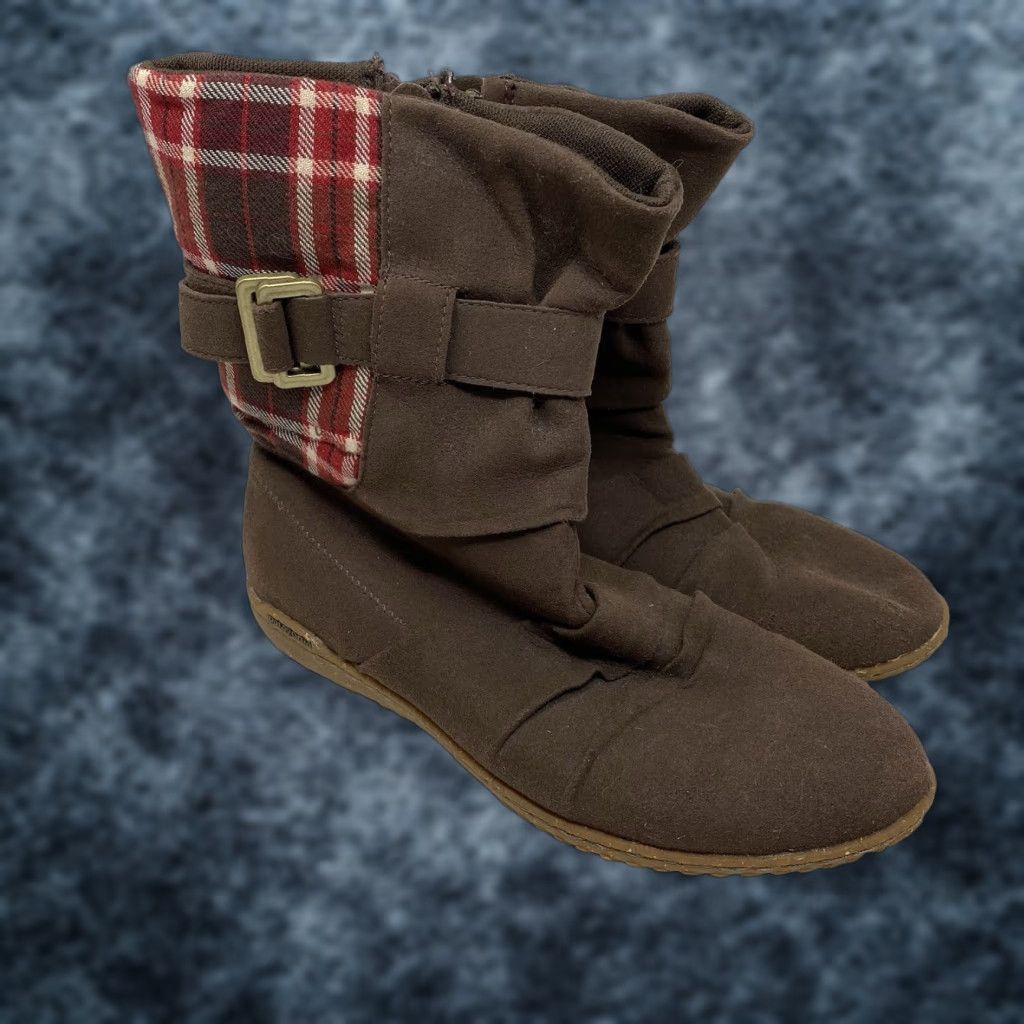 Patagonia Patagonia Boots Womens Mid-Calf Brown Plaid Buckle Side Zip Leather Lining Leather Insole Flat Heel 7.5 US Size US 8 / IT 38 - 1 Thumbnail