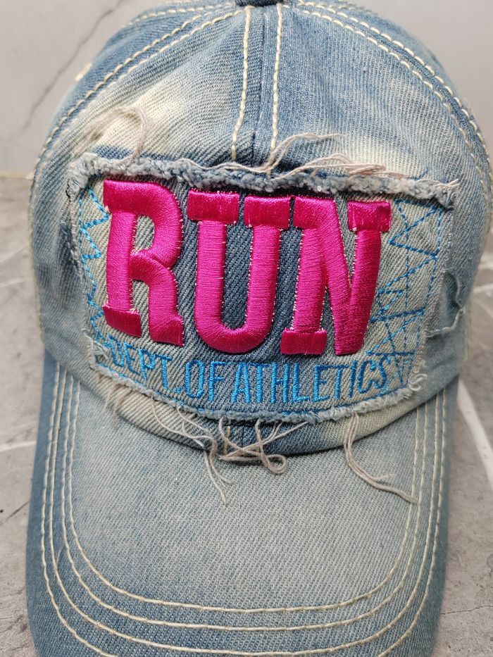 Japanese Brand Vintage Run Dept Of Athletics Denim Style Cap Hat Size ONE SIZE - 3 Thumbnail