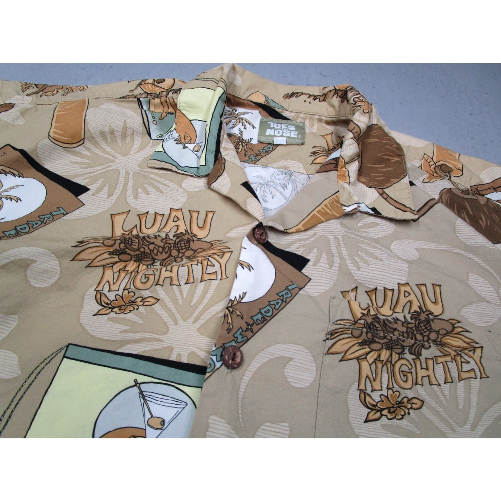 Vintage Toes on The Nose Shirt Men Large Brown Button-Up Hawaiian Tiki Pocket Short Sleeve USA Size US L / EU 52-54 / 3 - 2 Thumbnail