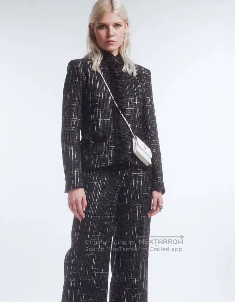 Chanel Chanel Silver plaid wavy rolled edge woven jacket Size XS / US 0-2 / IT 36-38 - 9 Thumbnail