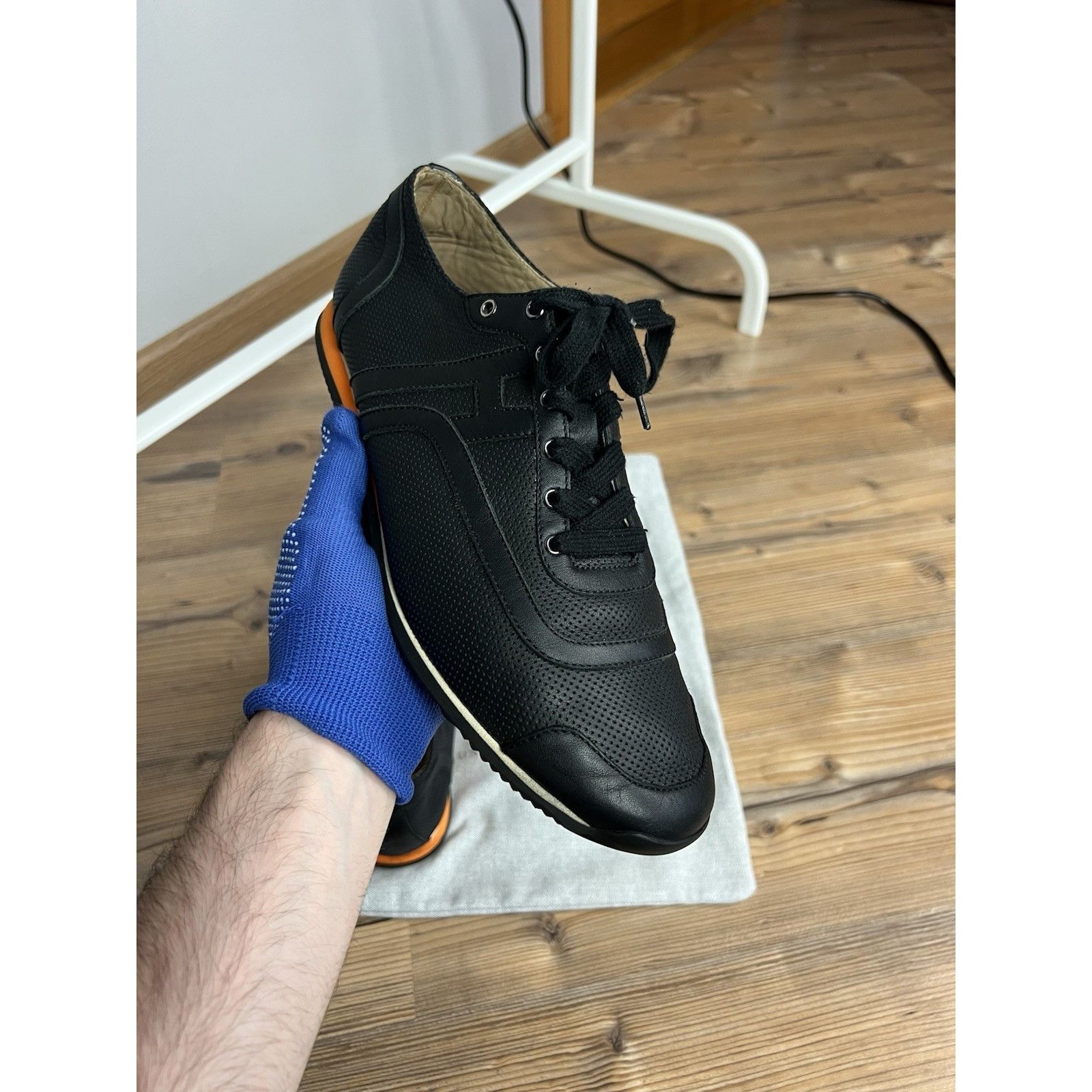Hermes Hermès Kool Authentic Black Perforated Leather Sneakers Size Size US 9 / EU 42 - 8 Thumbnail
