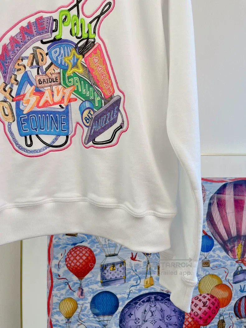 Hermes Hermes Painted Embroidered White Crewneck Sweatshirt Size XS / US 0-2 / IT 36-38 - 6 Thumbnail
