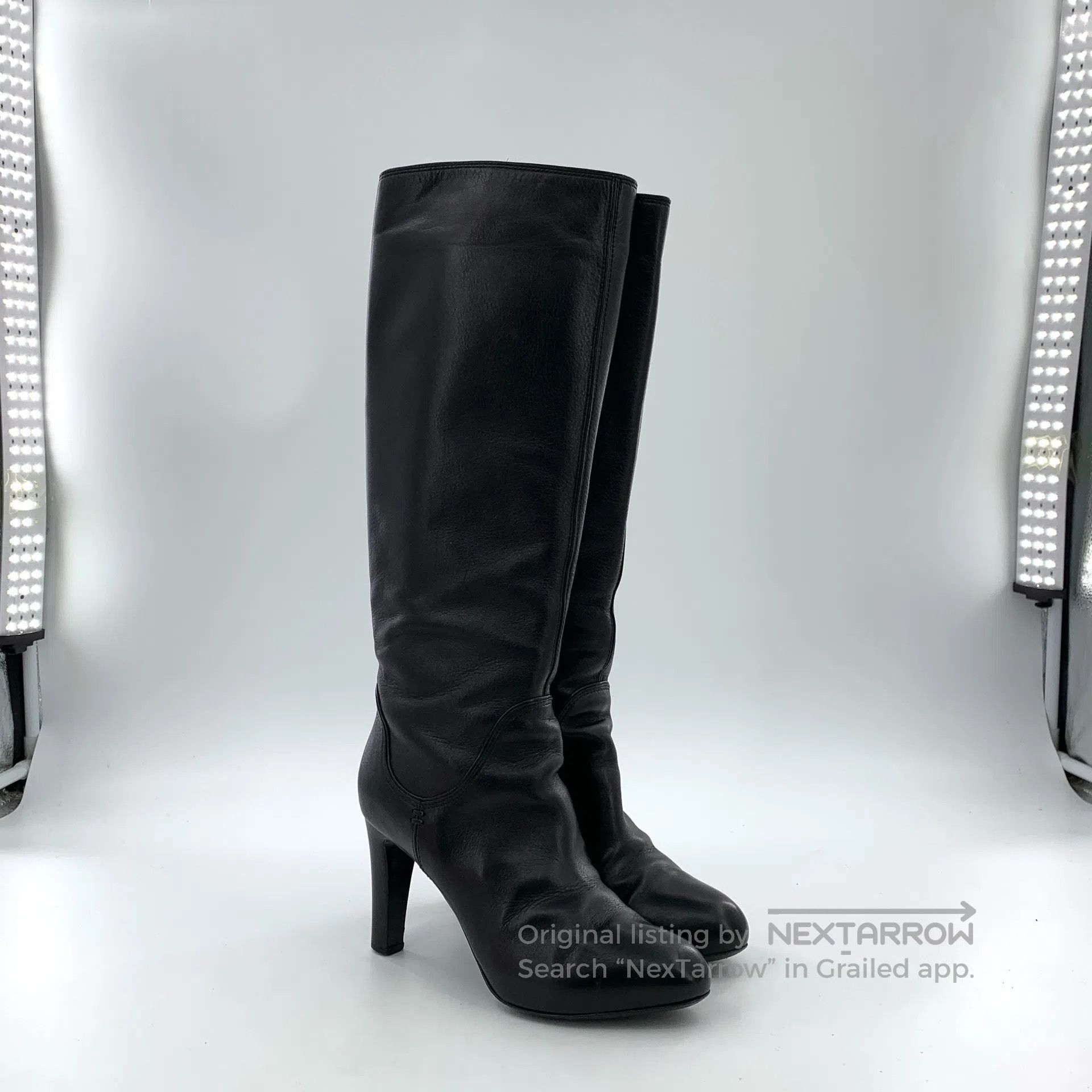 Sergio Rossi Sergio Rossi Black round toe leather fine heel high boots| Size US 5.5 / IT 35.5 - 2 Thumbnail