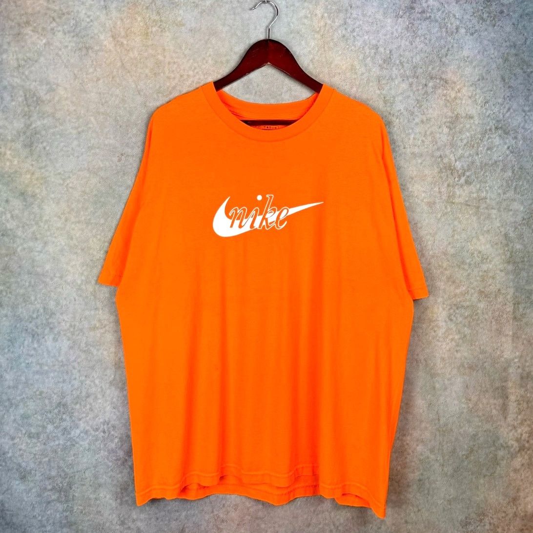 Nike × Vintage VTG Y2K Nike Logo T Shirt Sz XXL Orange Center Swoosh Logo Size US XXL / EU 58 / 5 - 2 Thumbnail