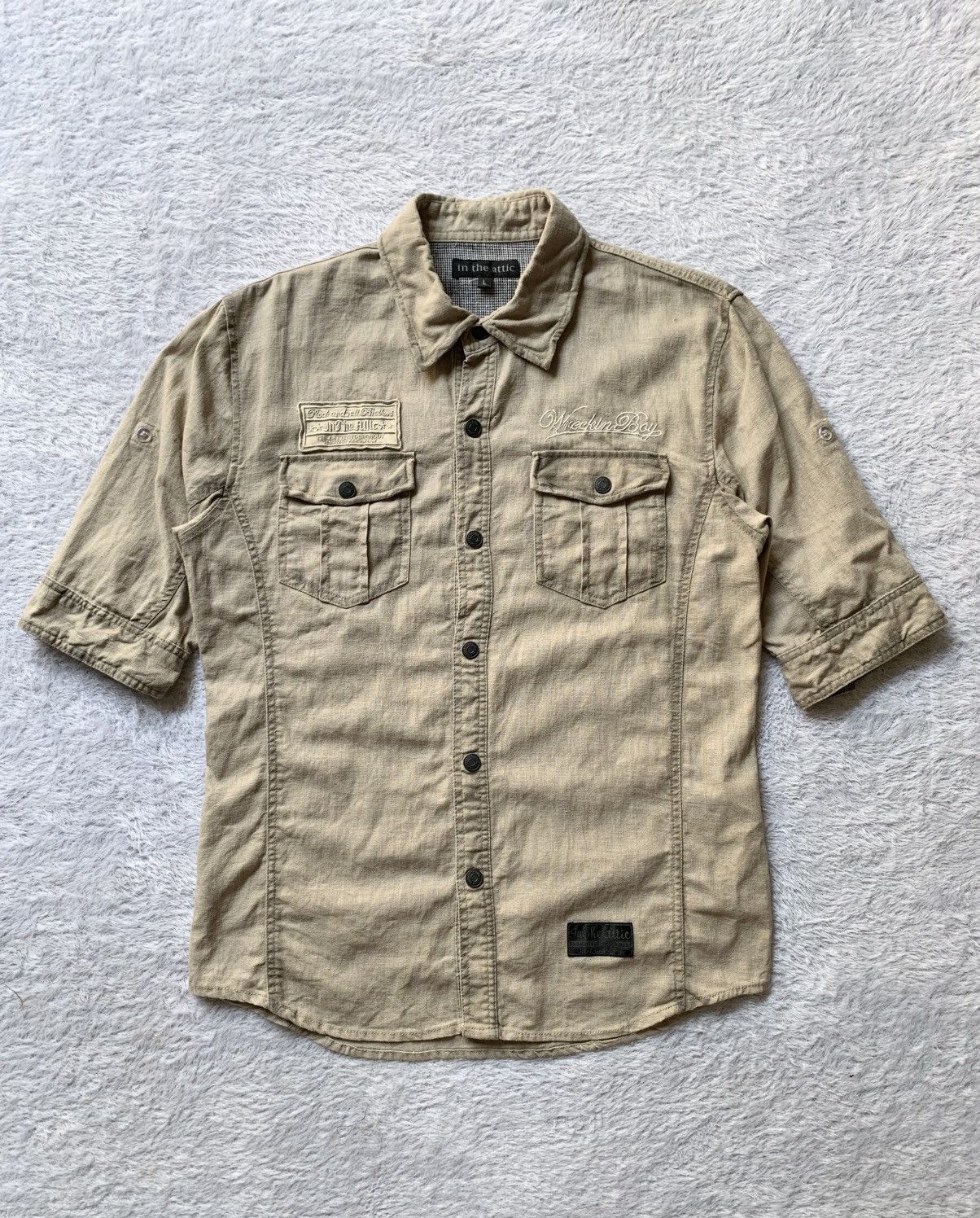 In The Attic Japanese brand in the attic waxed rolled up sleeve linen Size US M / EU 48-50 / 2 - 1 Thumbnail