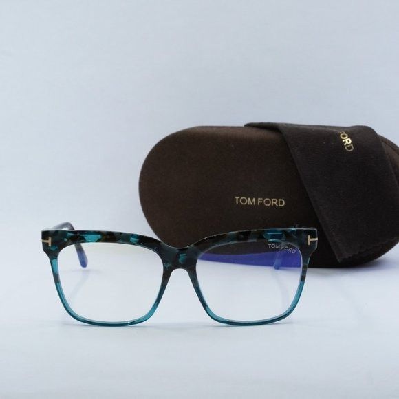 image of New Tom Ford Ft5768-B 056 Shiny Teal Eyeglasses in Blue, Women's