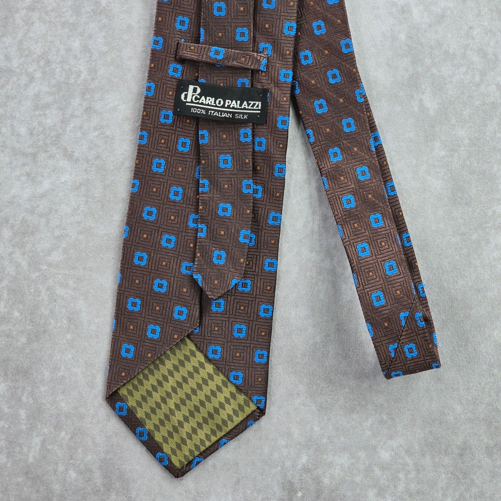 Carlo Palazzi Carlo Palazzi Brown Blue Floral 100% Italian Silk Neck Tie Size 28 - 3 Thumbnail