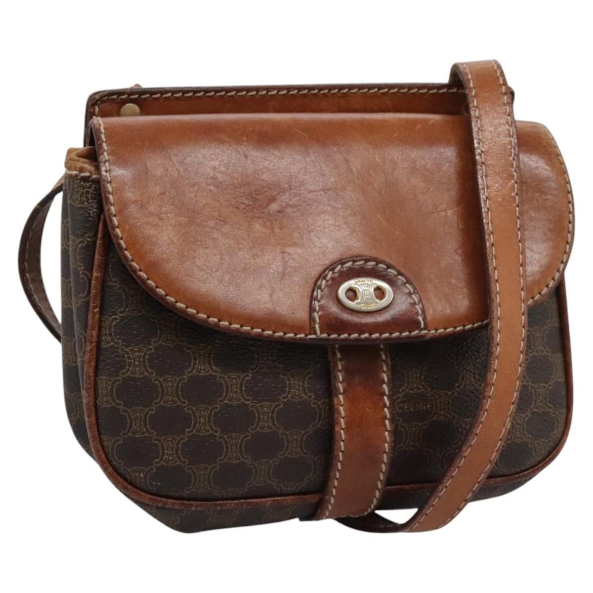 Celine CELINE Macadam Canvas Shoulder Bag Pvc Leather Brown Size ONE SIZE - 1 Thumbnail