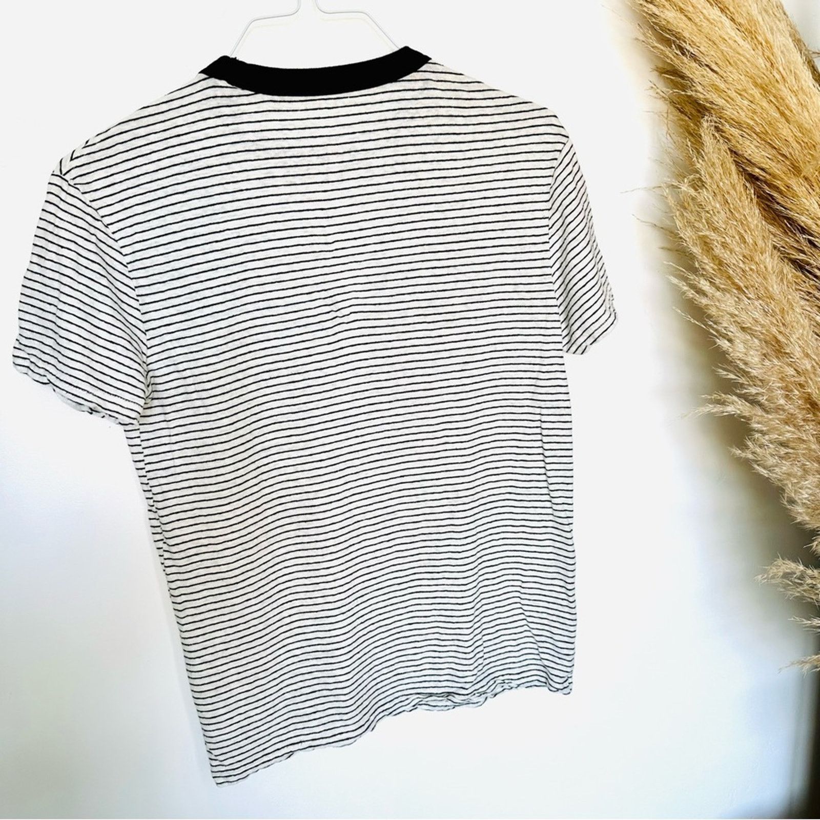 Target Basics GOODFELLOW White Black Striped Hemp Short Sleeve Tee Shirt Size US S / EU 44-46 / 1 - 8 Thumbnail
