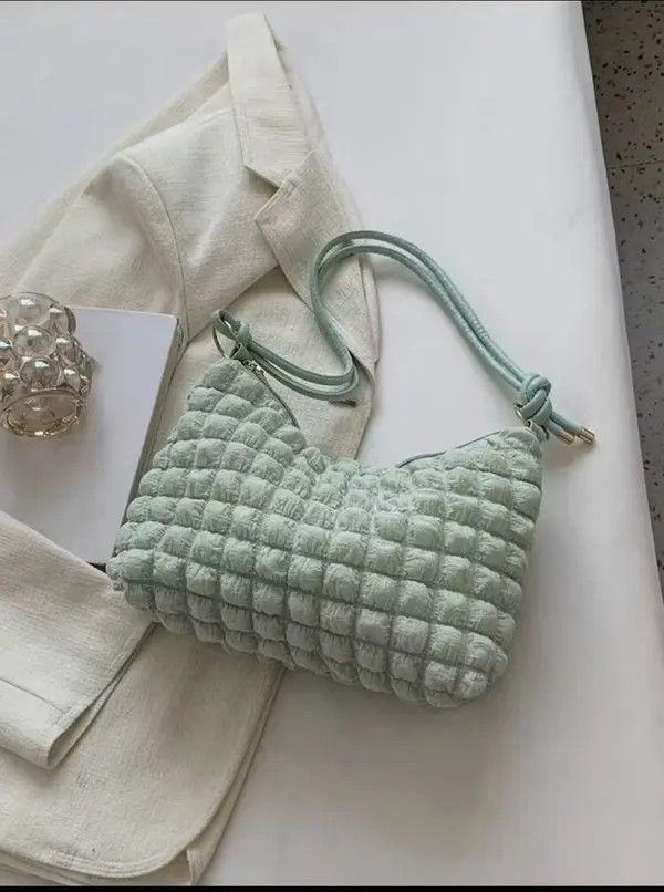 Japanese Brand × Vintage Mint Green Minimalist Knot Ruched Purse Size ONE SIZE - 2 Thumbnail