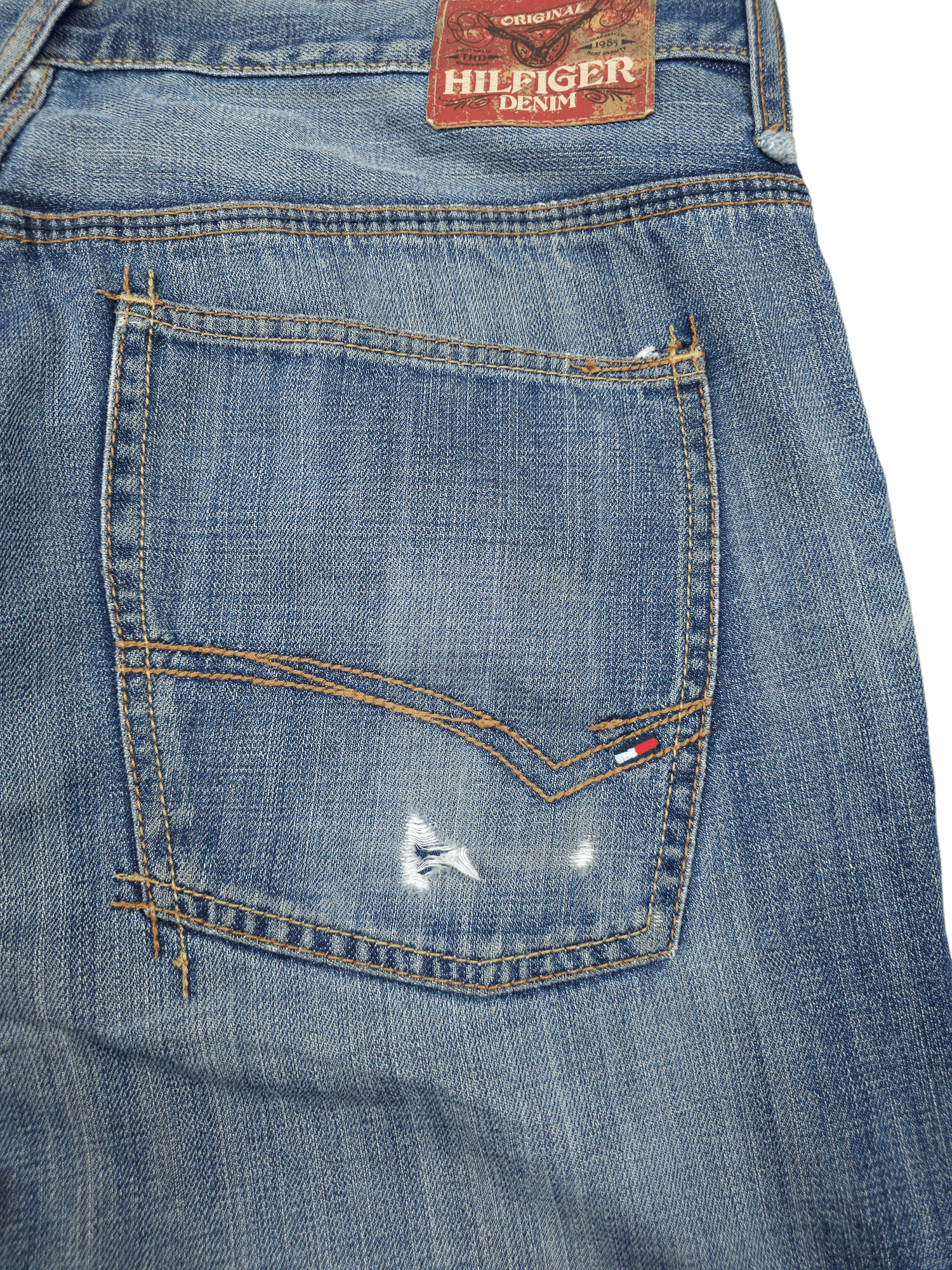 Japanese Brand × Tommy Hilfiger 💎 Size 38/30 Distressed Washed Ripped Baggy Denim Jeans Size US 38 / EU 54 - 9 Thumbnail
