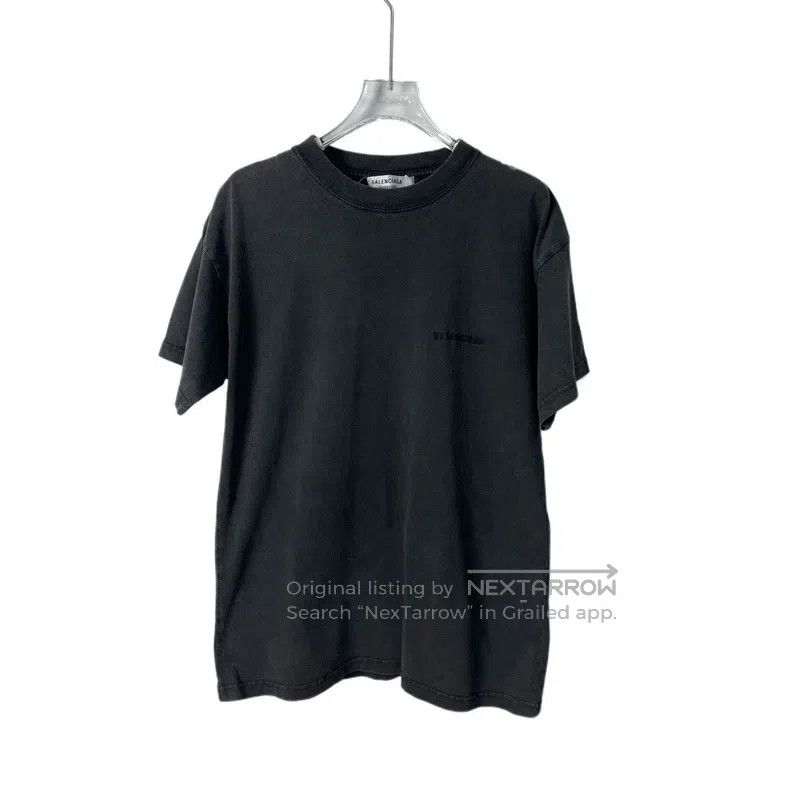 Balenciaga Balenciaga Black Gray Embroidered Logo Short Sleeve T-Shir Size US XS / EU 42 / 0 - 1 Thumbnail
