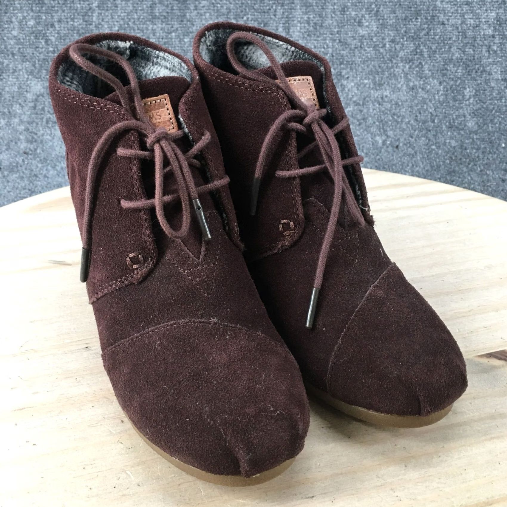 Toms Toms Boots Womens 9 Wedge Ankle Booties Brown Leather Lace Up Casual Round Toe Shoes Mens? Size US 9 / IT 39 - 3 Thumbnail