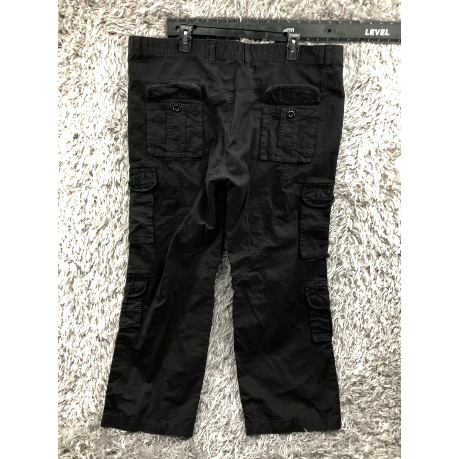 Vintage ChArmkp Cargo Pants Womens Black Size 44 Knit Polyester Straight Front Zip Pockets Elastic Waist Casual Formal Vintage No Size 30" / US 8 / IT 44 - 6 Thumbnail