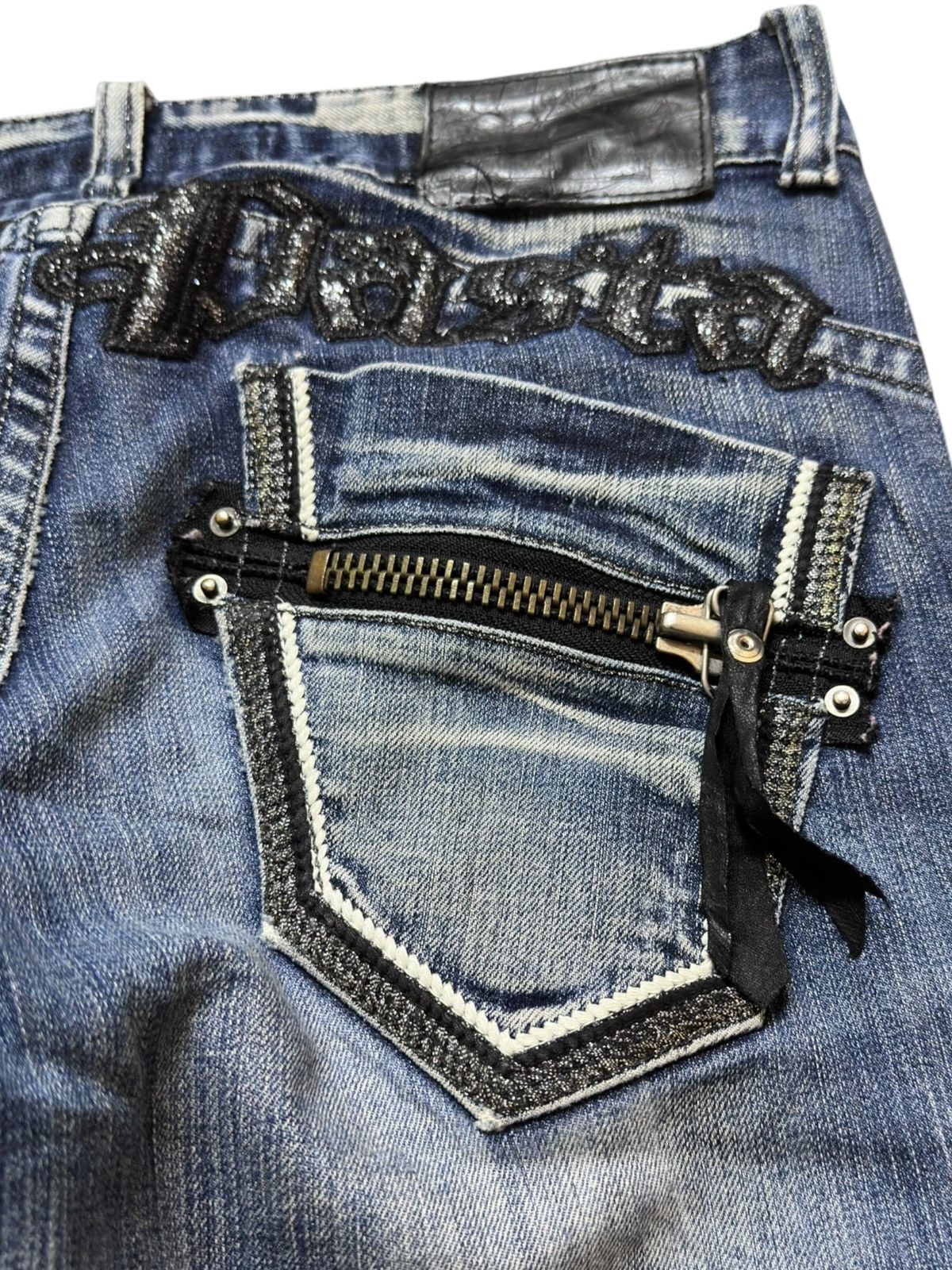 If Six Was Nine Vintage Pasta Denim Flare Bootcut Embroidery Denim Size US 31 - 7 Thumbnail