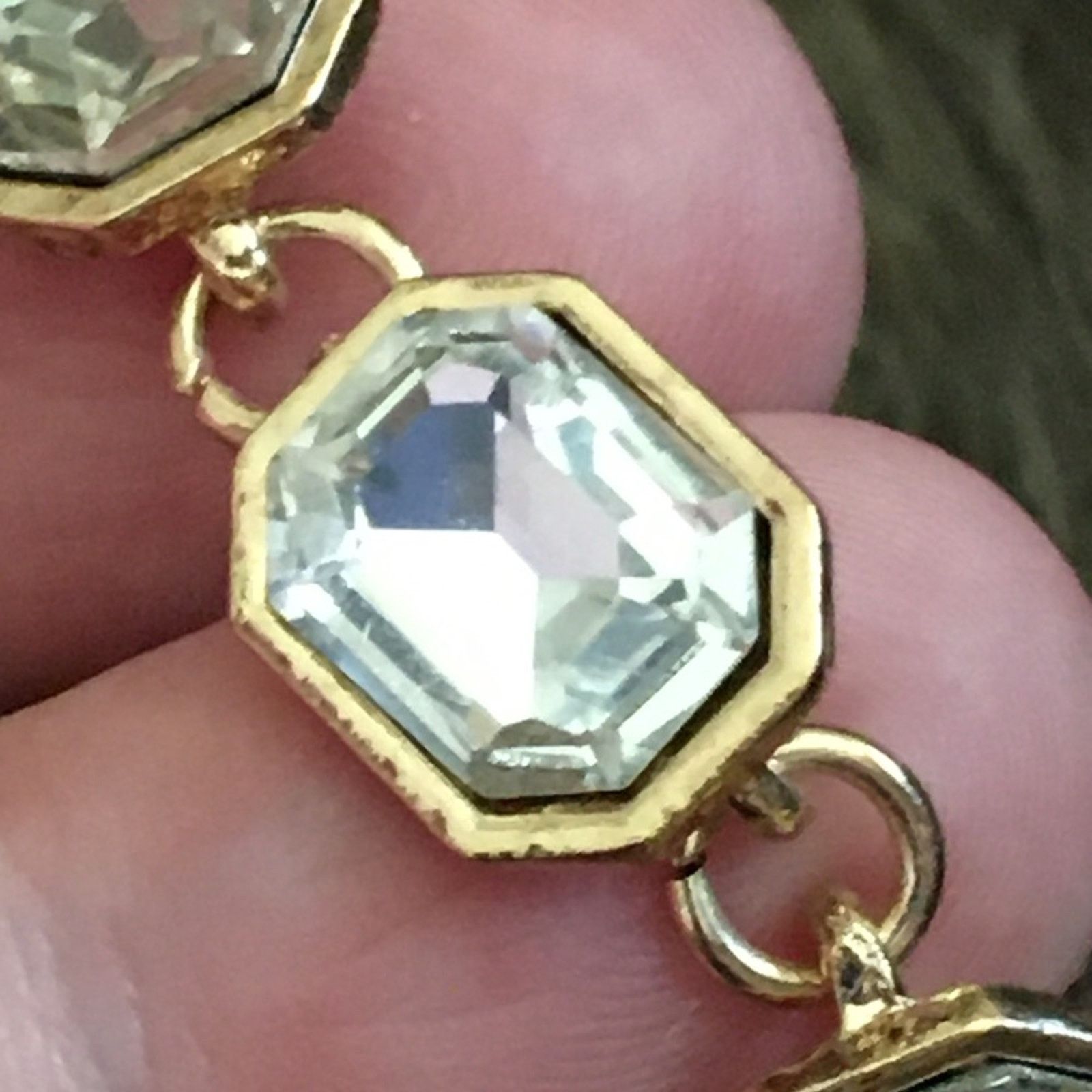 Jewelry Clear faceted glass gold tone link bracelet Size ONE SIZE - 6 Thumbnail