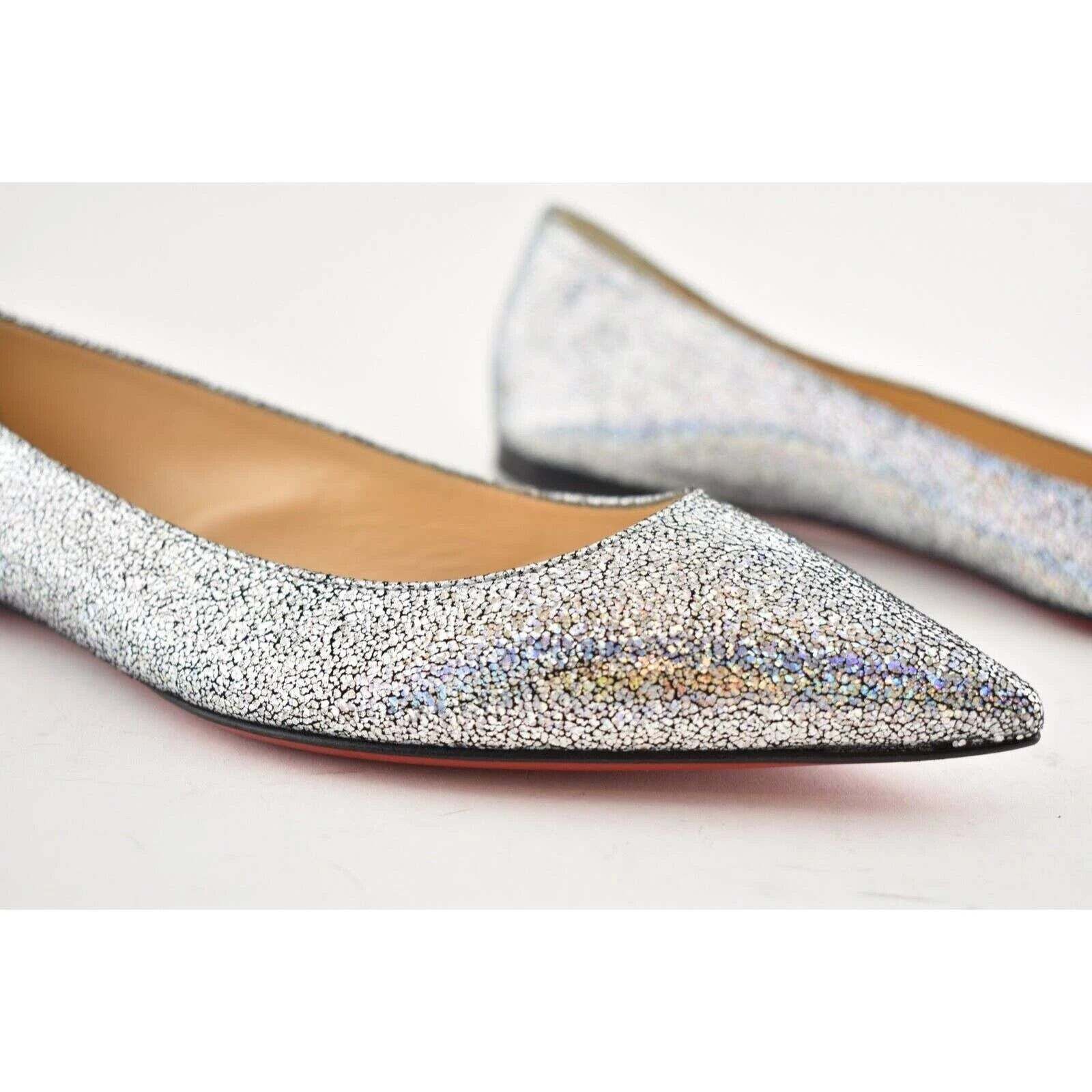 Christian Louboutin Christian Louboutin Ballalla Silver Mica Glitter Ballerina Size US 7.5 / IT 37.5 - 5 Thumbnail