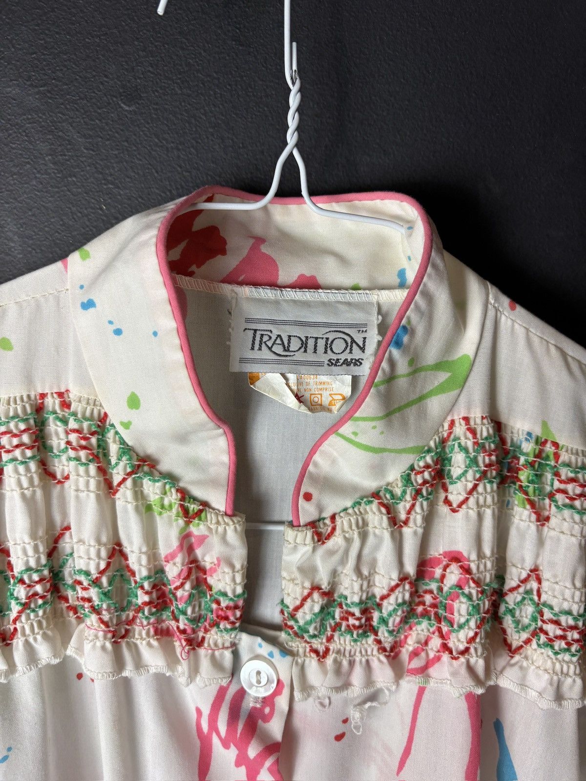 Vintage 1980s Vintage Sleep Gown Art Attack Ugly Print Frock Dress Size S / US 4 / IT 40 - 4 Thumbnail