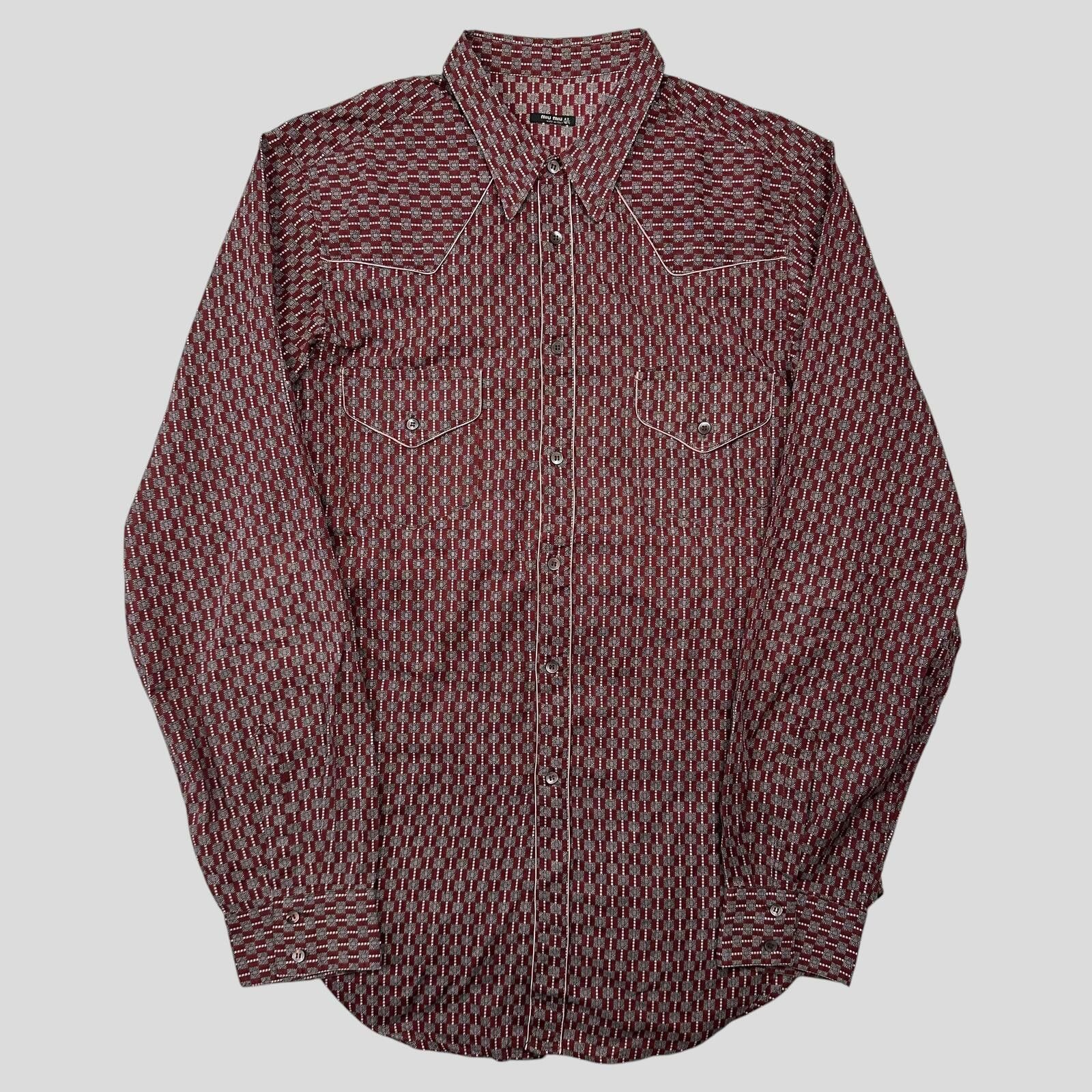 Miu Miu Miu Miu 00’s Western Cowboy Geometric Print Shirt - M/L Size US L / EU 52-54 / 3 - 1 Thumbnail