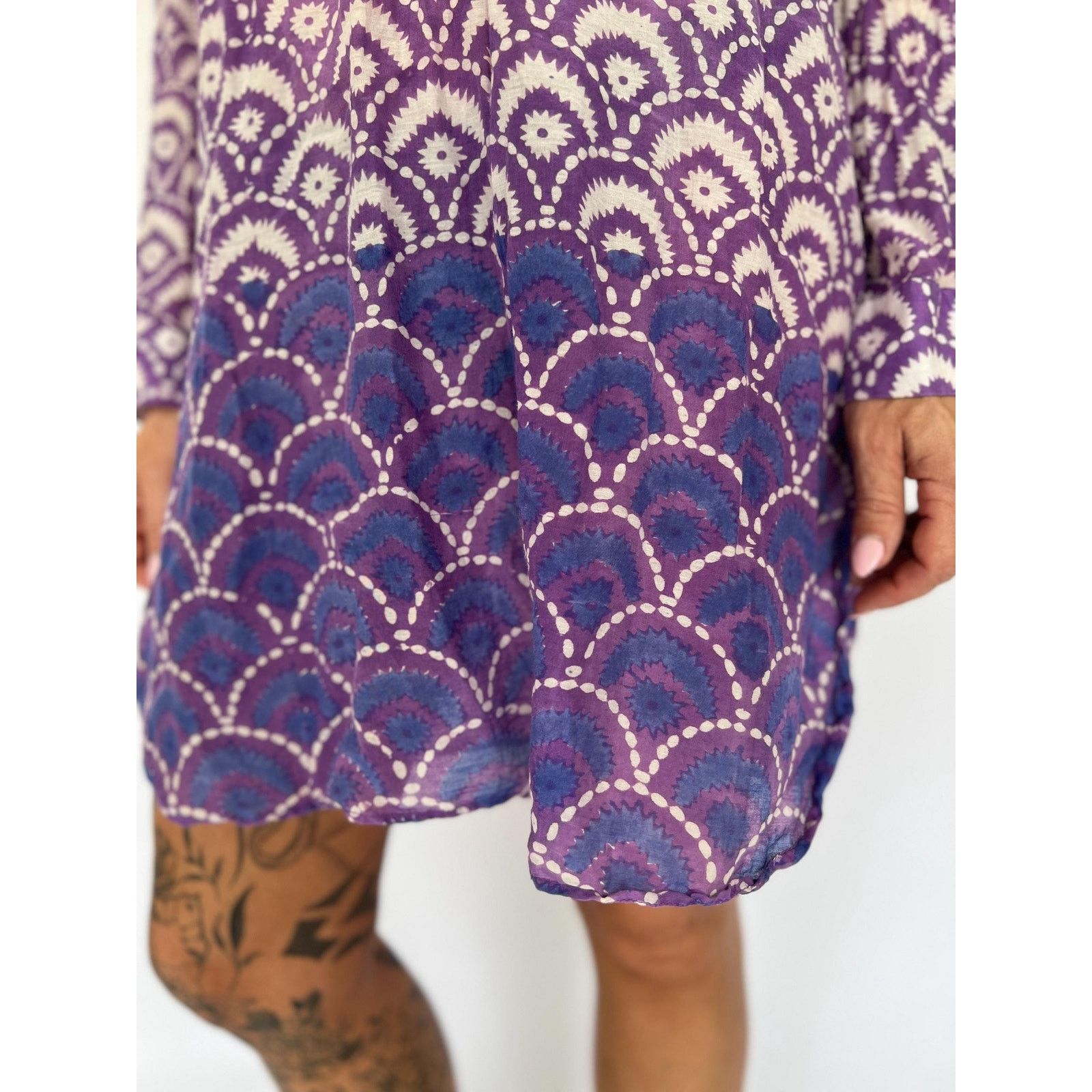 Other Indian Cotton Sheer Tunic Dres Geometric Print Kurti S/M Size M / US 6-8 / IT 42-44 - 6 Thumbnail