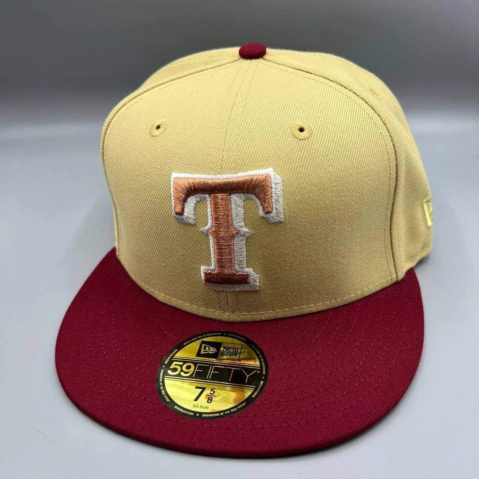 New Era Texas Ranger Hat Men 7 5/8 59Fifty New Era MLB Fitted Cap Size ONE SIZE - 3 Thumbnail
