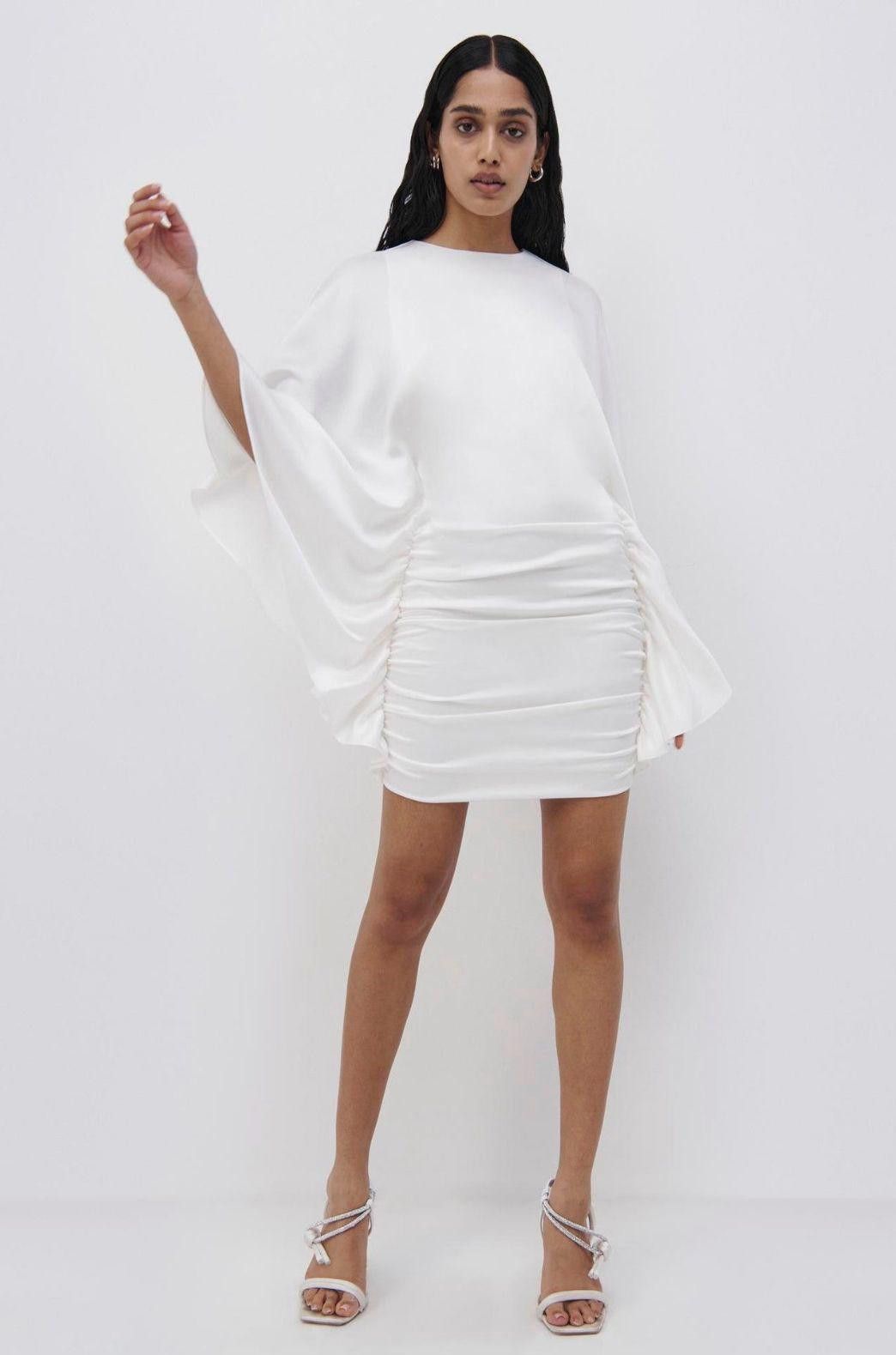 image of Designer Jonathan Simkhai - Kadence Satin Mini Dress - Size 4 NWT in White, Women's