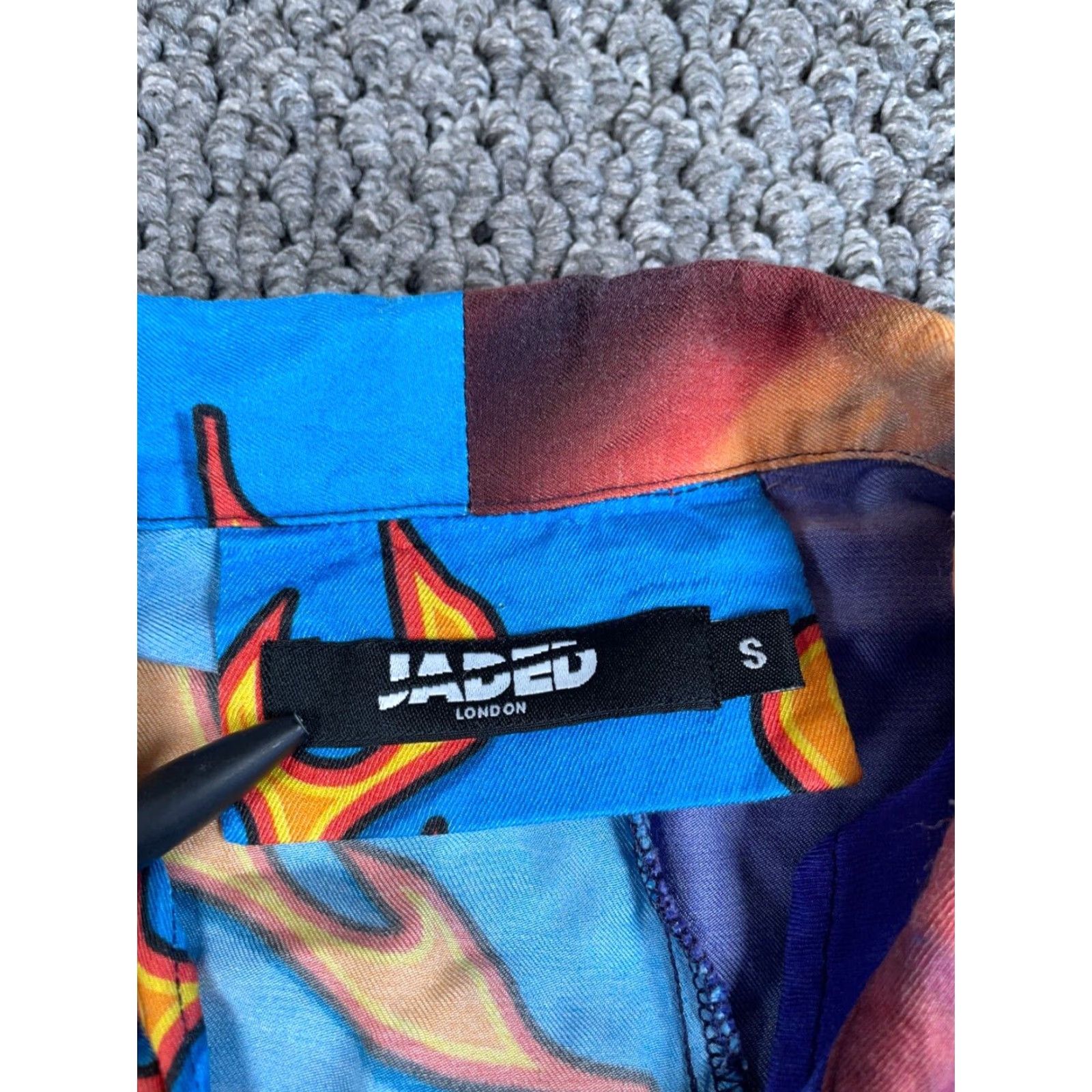 Jaded London Jaded London Anime Half Flame Shirt Women's Small Blue Colorful Viscose Retro Size S / US 4 / IT 40 - 3 Thumbnail