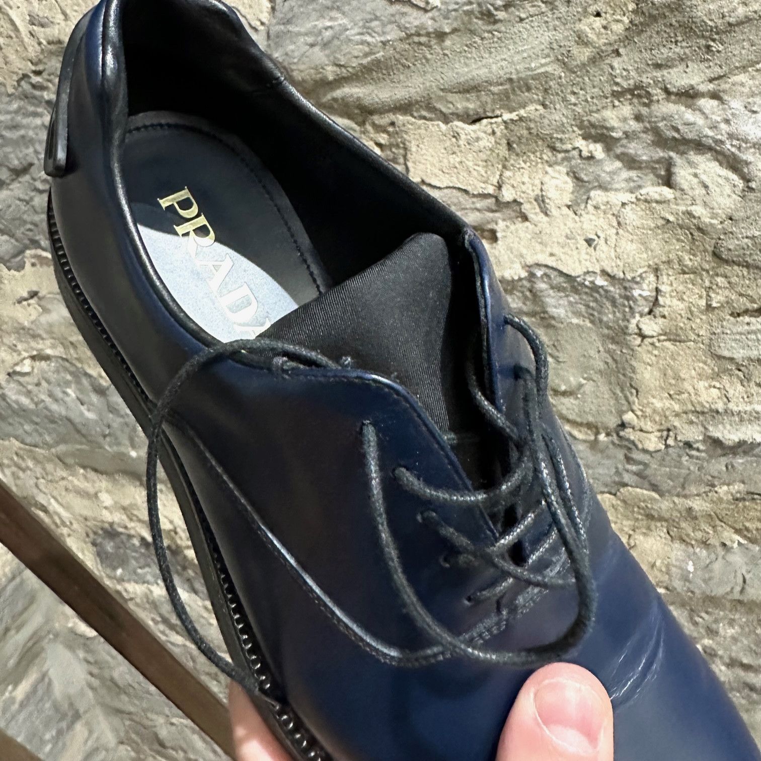 Prada Prada Navy Blue Lace-up Logo Platform Derby Shoes Size US 7 / EU 40 - 10 Thumbnail