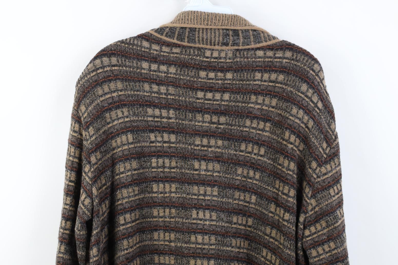 Vintage Vintage 90s Coogi Style Earth Tone Collared Cardigan Sweater Size XL / US 12-14 / IT 48-50 - 13 Thumbnail