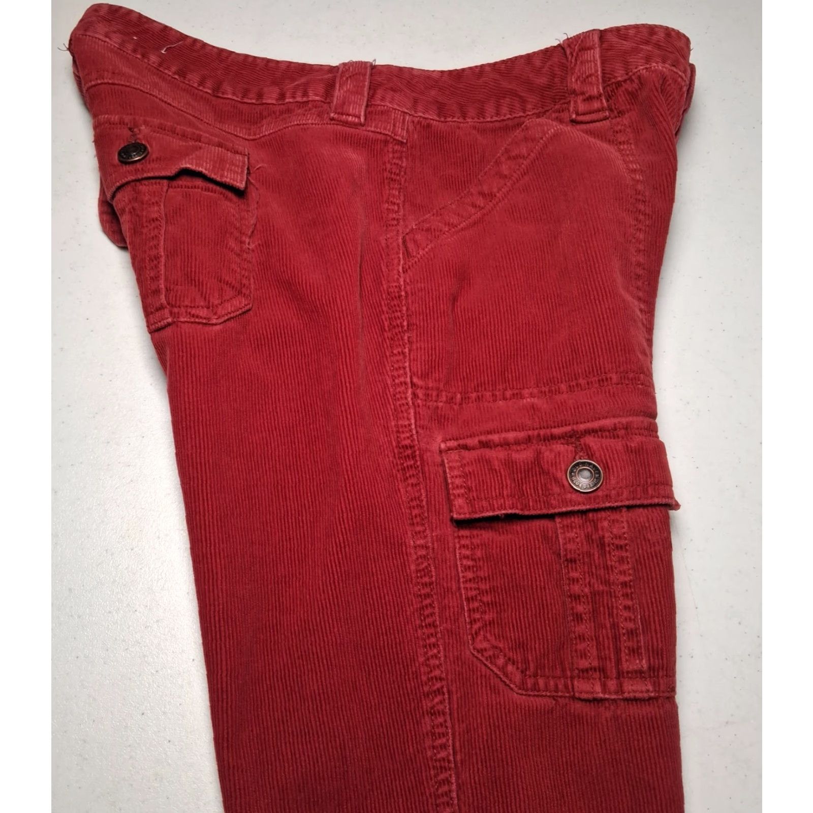 Old Navy VINTAGE Old Navy Corduroy Pants Women 6 Rust Cargo Button Fly Distressed Frayed Hem Casual Everyday Pants Womens Size 28" / US 6 / IT 42 - 3 Thumbnail
