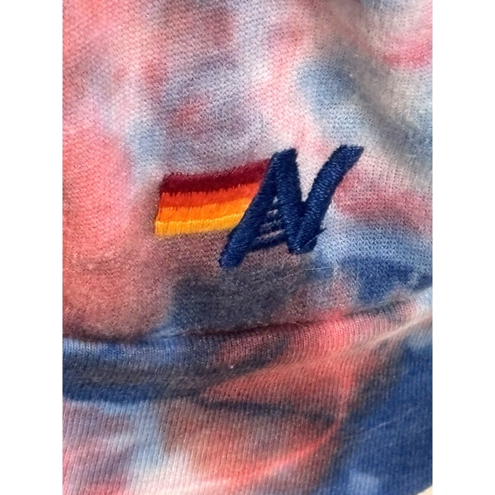 VINTAGE Aviator Nation Sweatshirt Tie Dye Pullover Crew Neck Unisex Small Multicolor Red Blue Relaxed