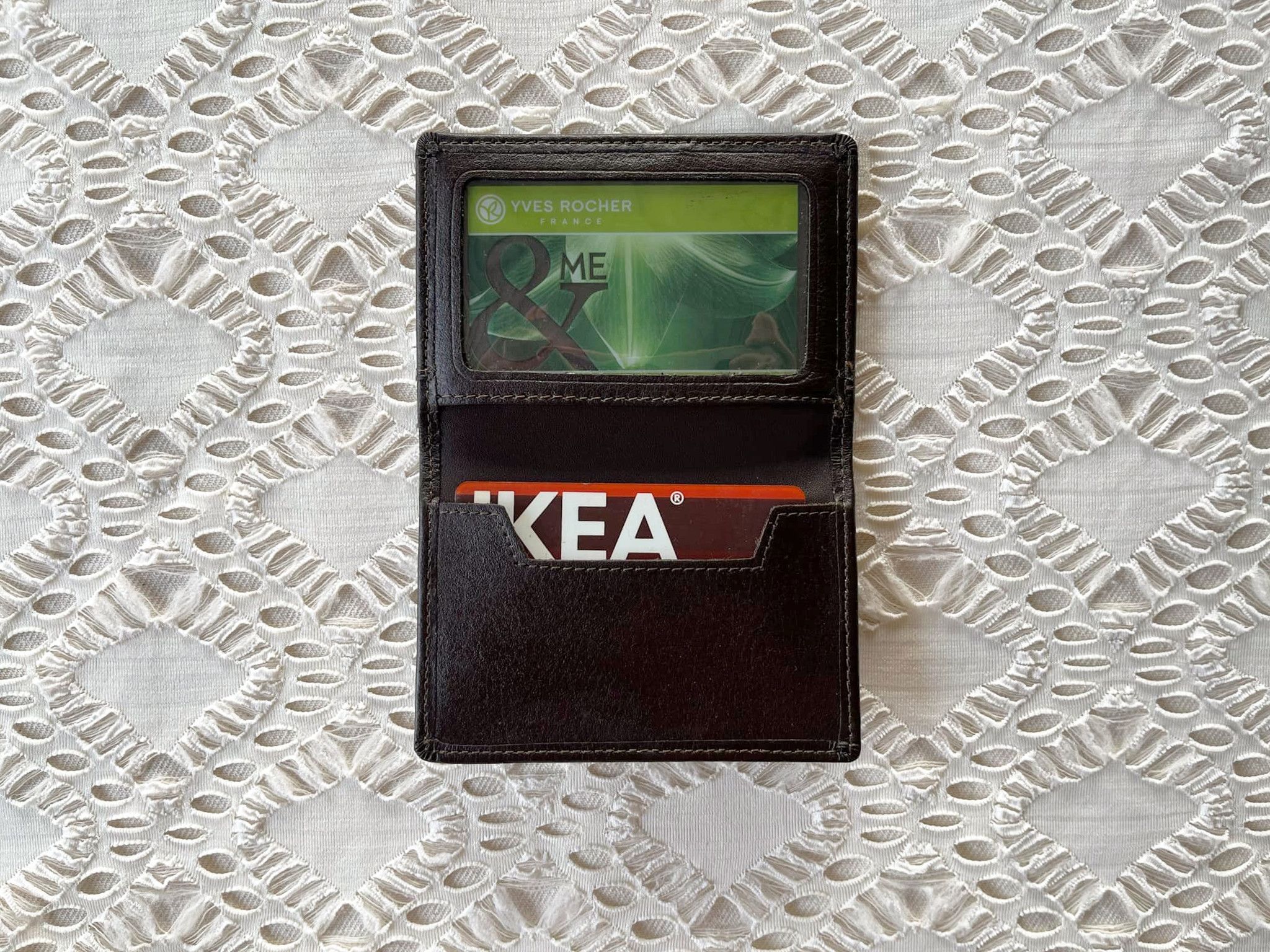 Vintage Dark Brown / almost black genuine leather Bifold card holder Size ONE SIZE - 6 Thumbnail