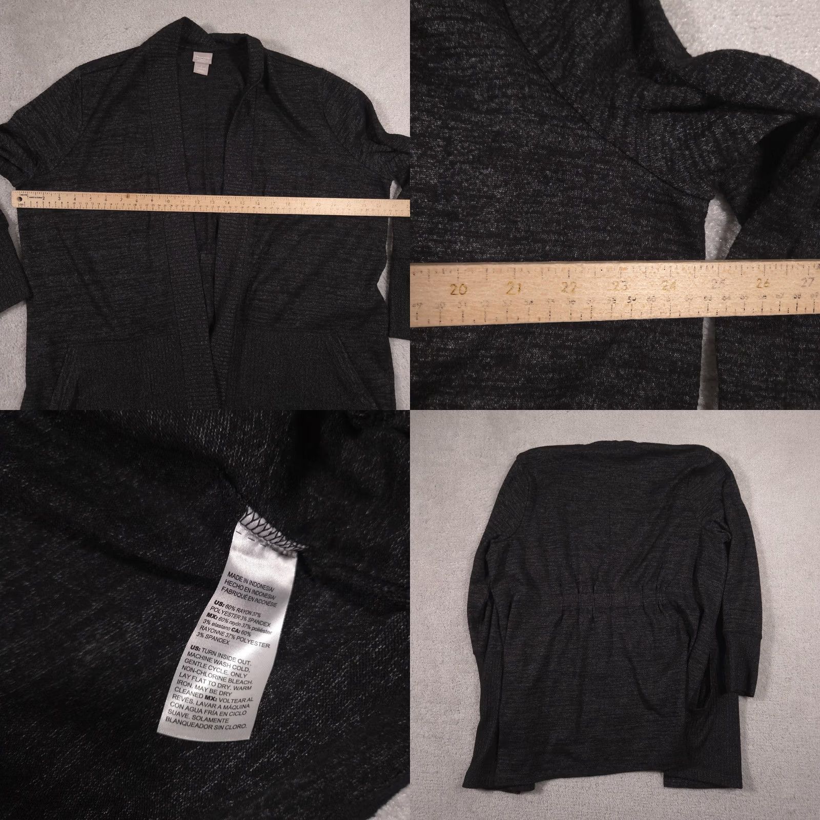 Vintage Chico'S Cardigan Sweater Womens 16/18 Black Open Front Knit Pockets Zenergy Size XXL / US 16-18 / IT 52-54 - 8 Thumbnail
