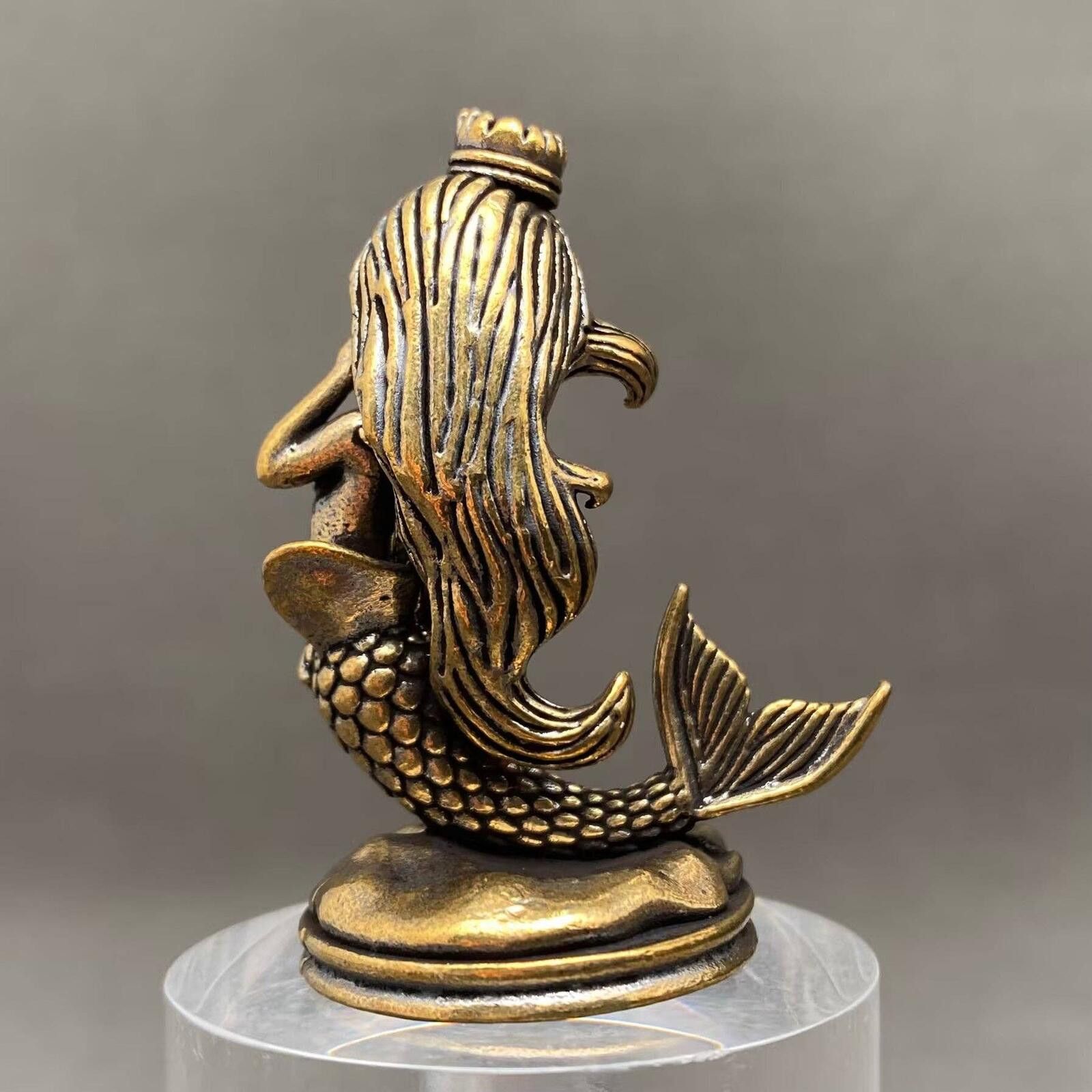 The Unbranded Brand Brass Mermaid Figurine Small Decorative Sculpture Size ONE SIZE - 2 Thumbnail
