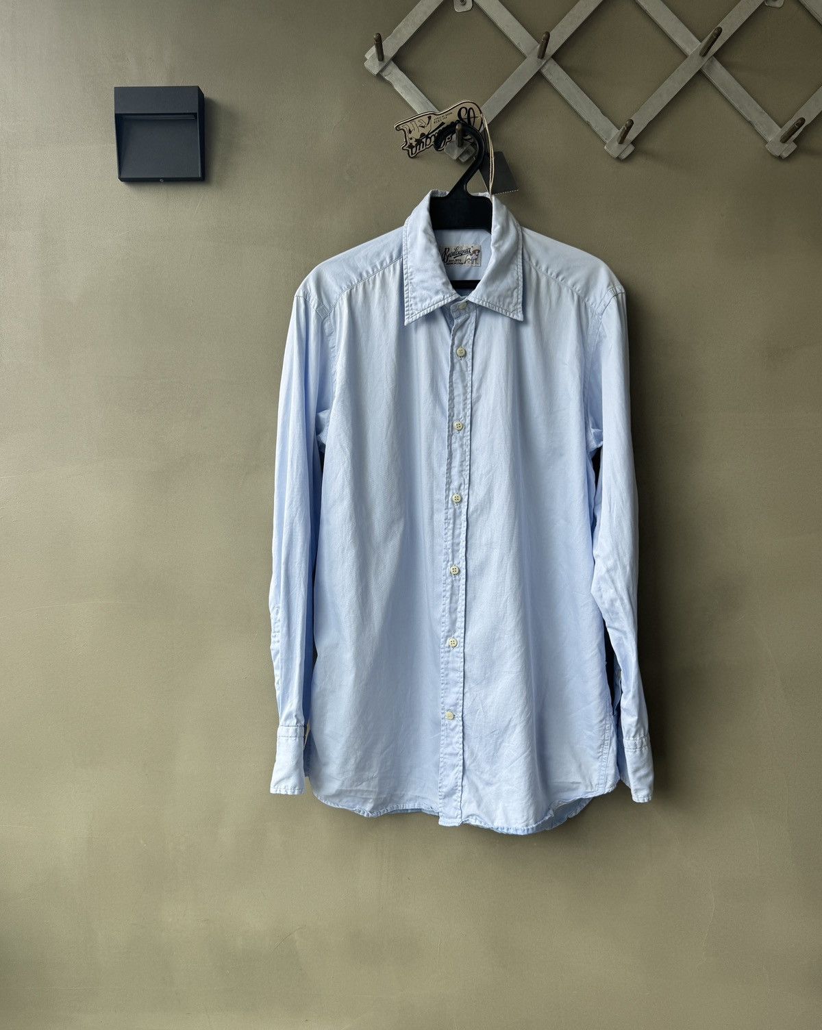 Bevilacqua BEVILACQUA Italy Handmade Mens Blue Cotton Dress Shirt Size US S / EU 44-46 / 1 - 14 Thumbnail