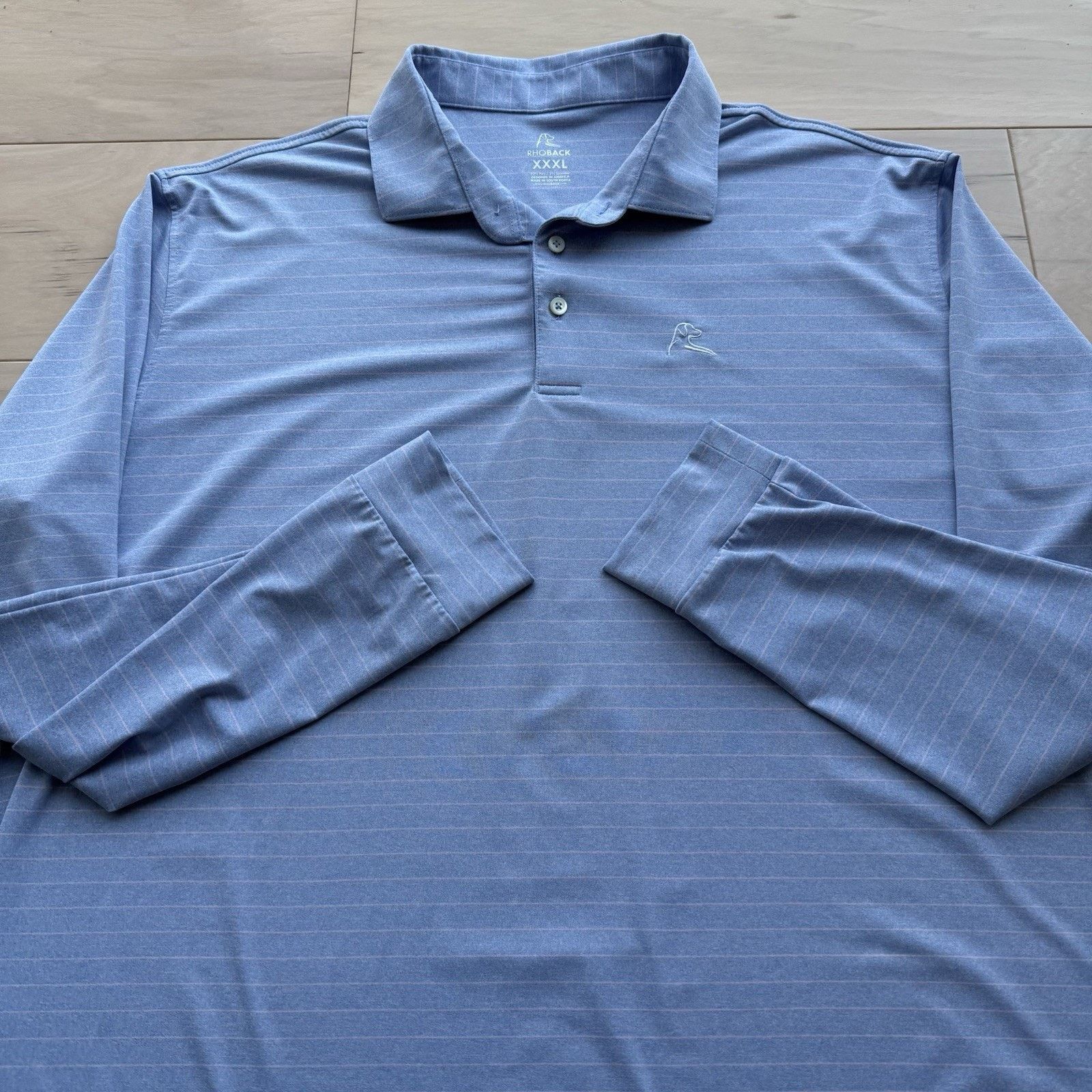 Other Rhoback Polo Shirt 3XL Blue Pink Striped Long Sleeve Golf Size US XXL / EU 58 / 5 - 4 Thumbnail