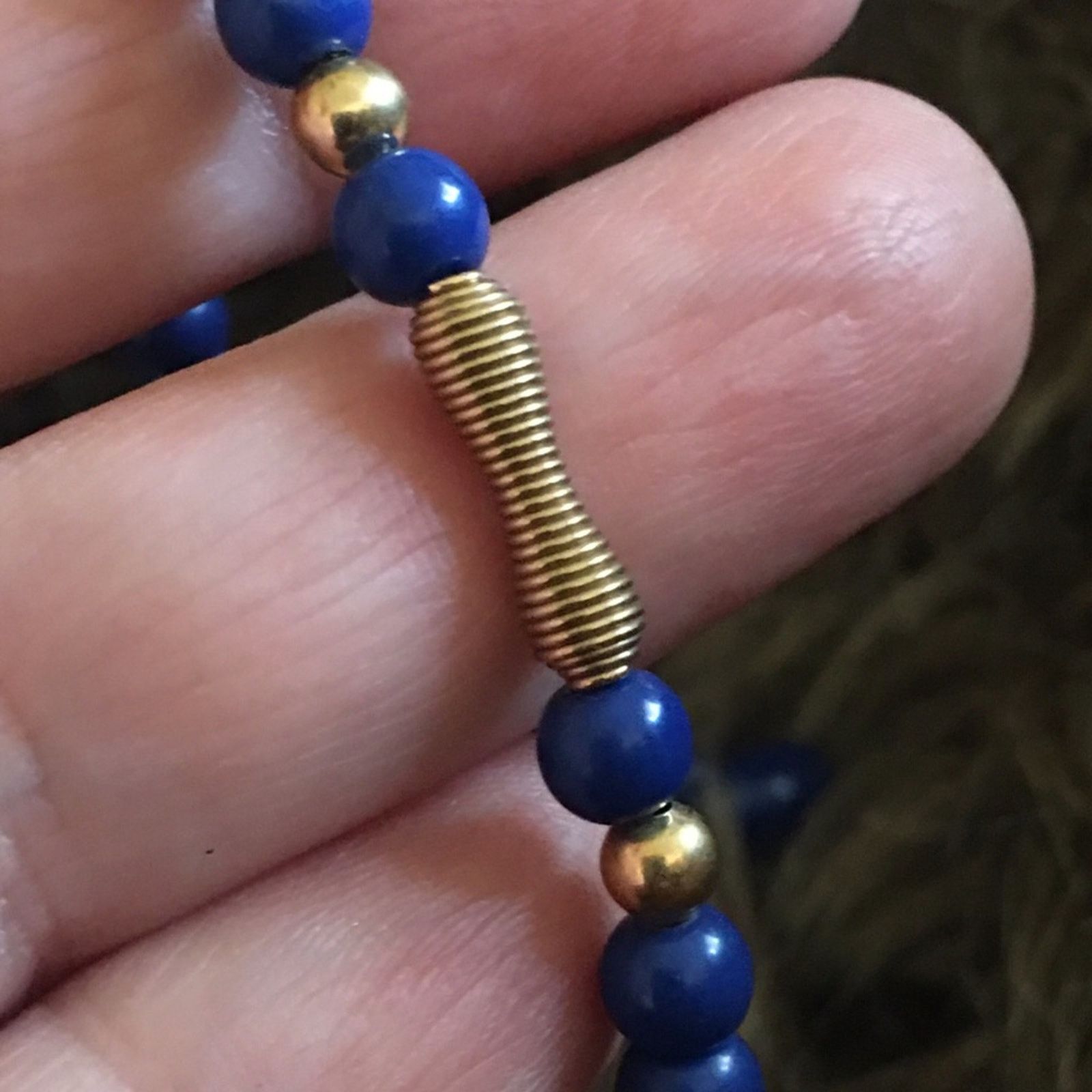 Vintage Vintage royal blue gold coil long necklace Size ONE SIZE - 7 Thumbnail