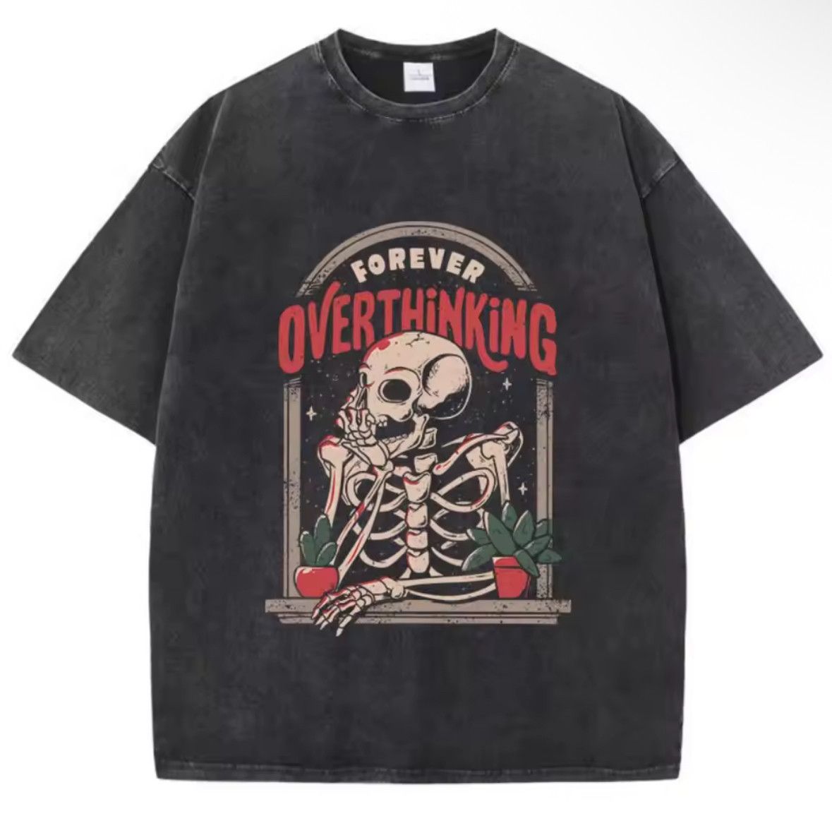 Vintage Y2K Vintage Overthinking Skeleton Man Washed T-Shirt Size US M / EU 48-50 / 2 - 1 Thumbnail