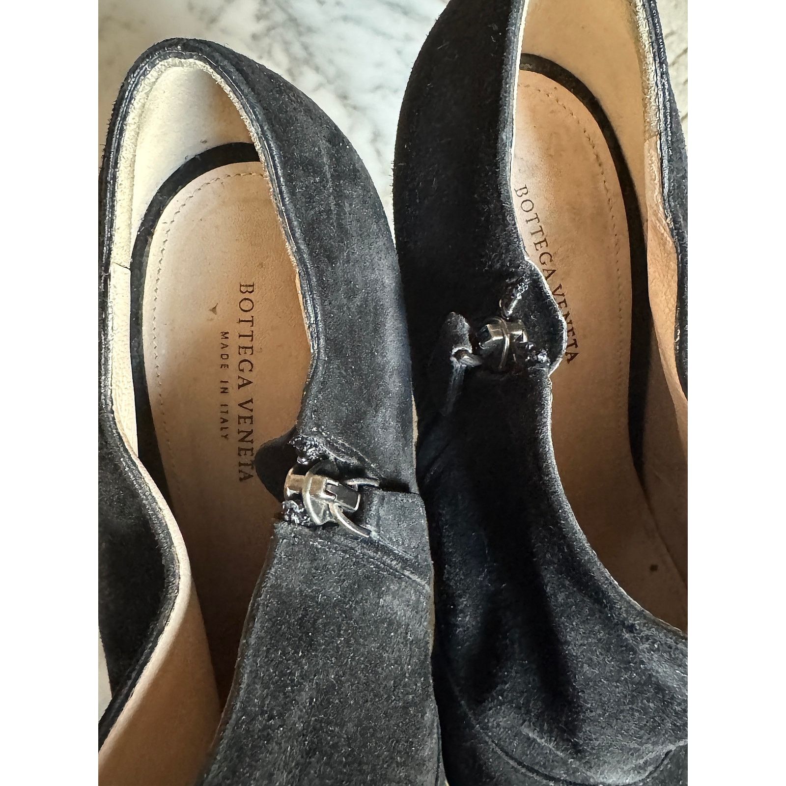 Bottega Veneta Bottega Veneta Black Suede Gold Platform Ankle Boots Size US 7.5 / IT 37.5 - 4 Thumbnail