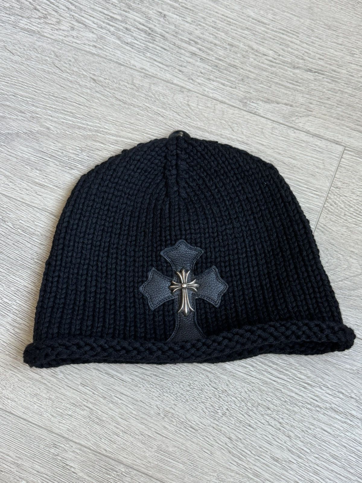 Chrome Hearts cross patch cross silver black cashmere beanie Size ONE SIZE - 1 Thumbnail