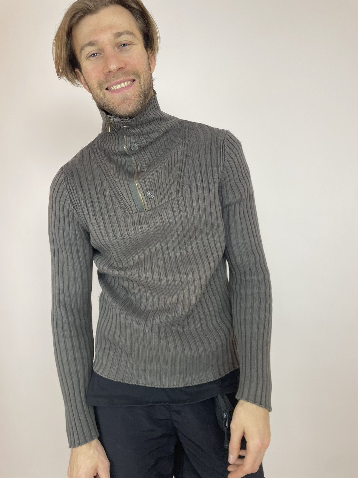 Vintage × Zara ZARA MAN Vintage Mens Military purple label ribbed sweater Size US L / EU 52-54 / 3 - 4 Thumbnail