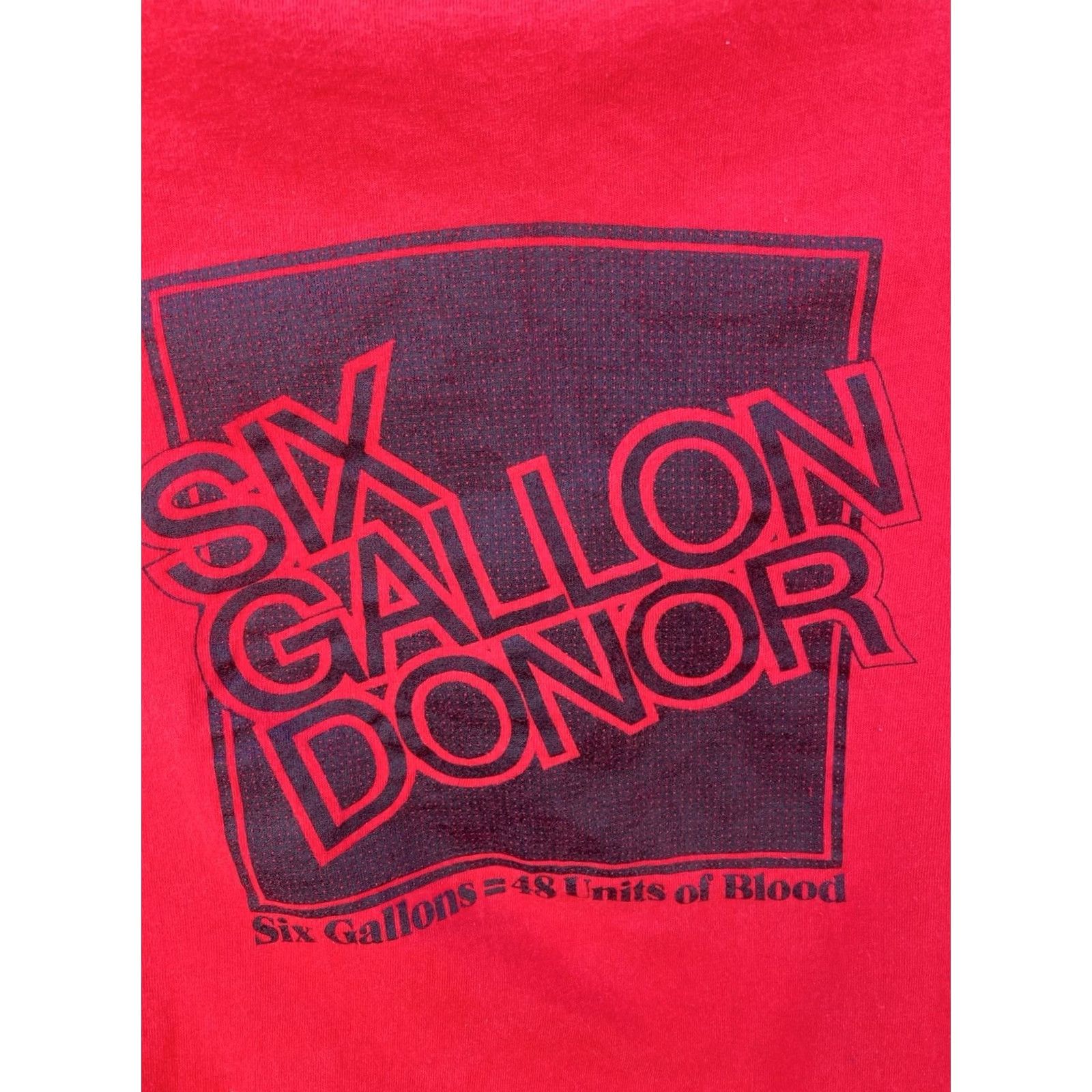 Hanes VINTAGE Hanes Six Gallon Donor T Shirt Red Graphic Print USA XL Blood Donation Crew Neck Short Sleeve Men Size US XL / EU 56 / 4 - 3 Thumbnail