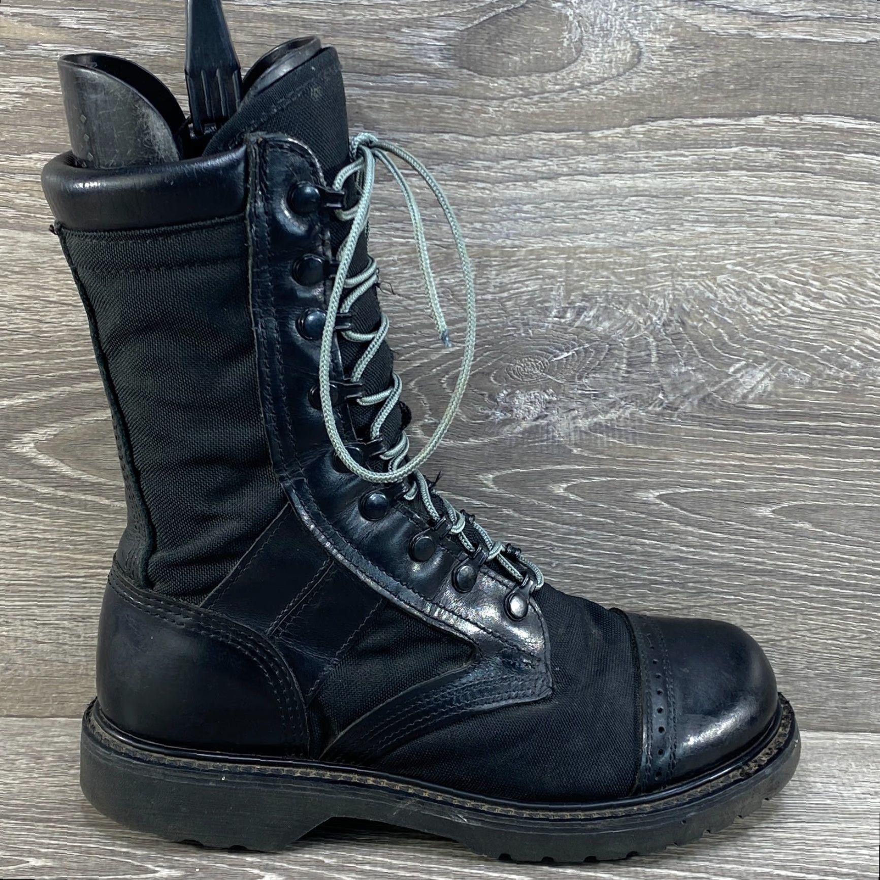 Vintage Corcoran Black Leather Military Jump Boots 8 Combat Punk Paratrooper Grunge USA Mens Boot Size US 8 / EU 41 - 2 Thumbnail
