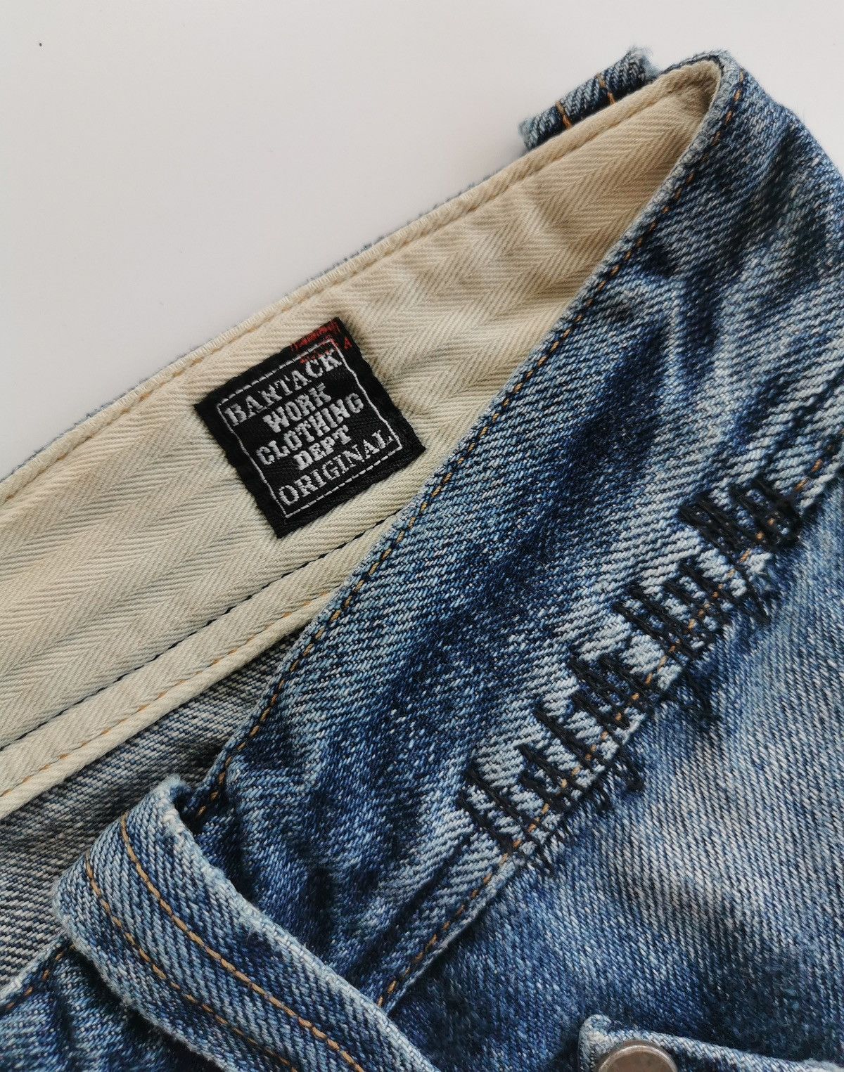 Kapital Bartack Work Dept Patch Pockets Distressed Denim Jeans Size US 29 - 9 Thumbnail
